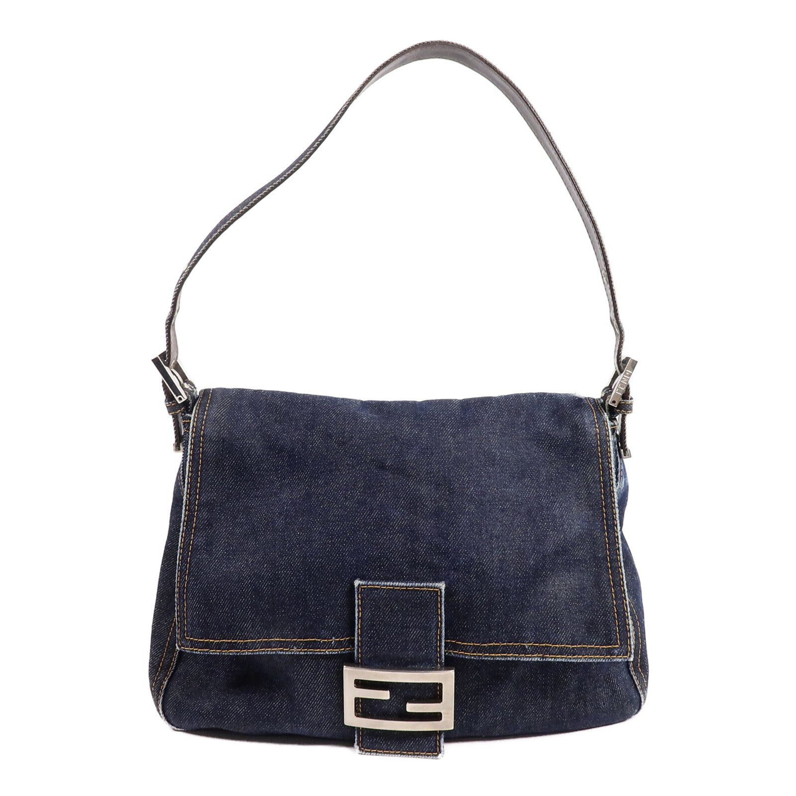 FENDI 牛仔布Mamma Baguette肩背袋
