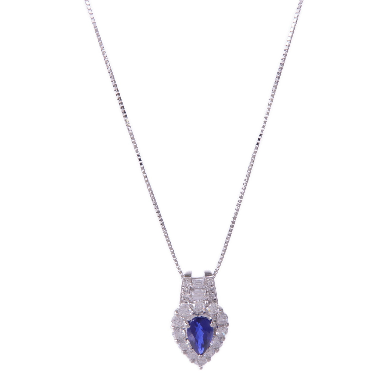 JEWELRY PT900/PT850鉑金Sapphire Diamond Necklace藍寶石/鑽石項鍊