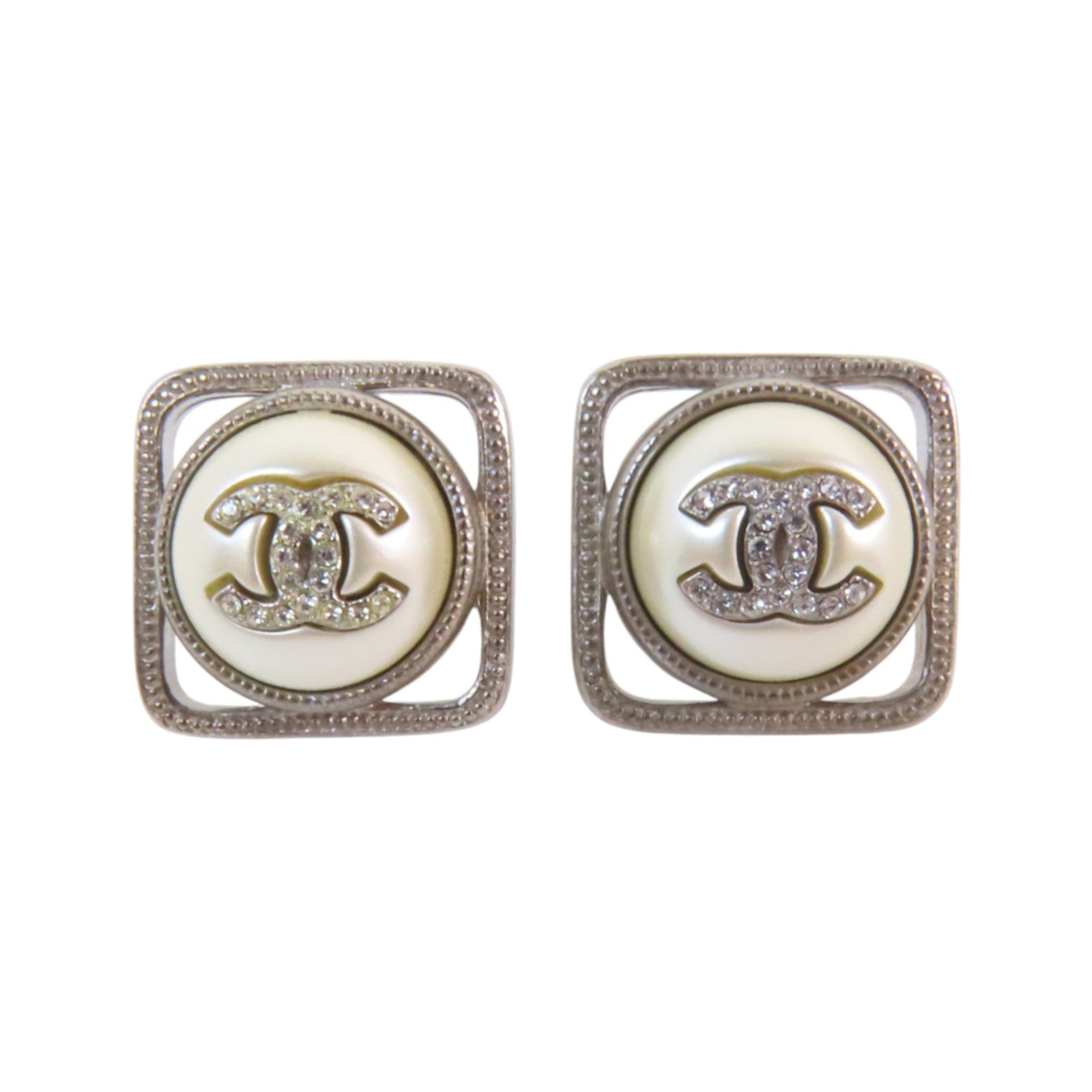 CHANEL 金屬/仿珍珠/水鑽Earrings金扣耳環