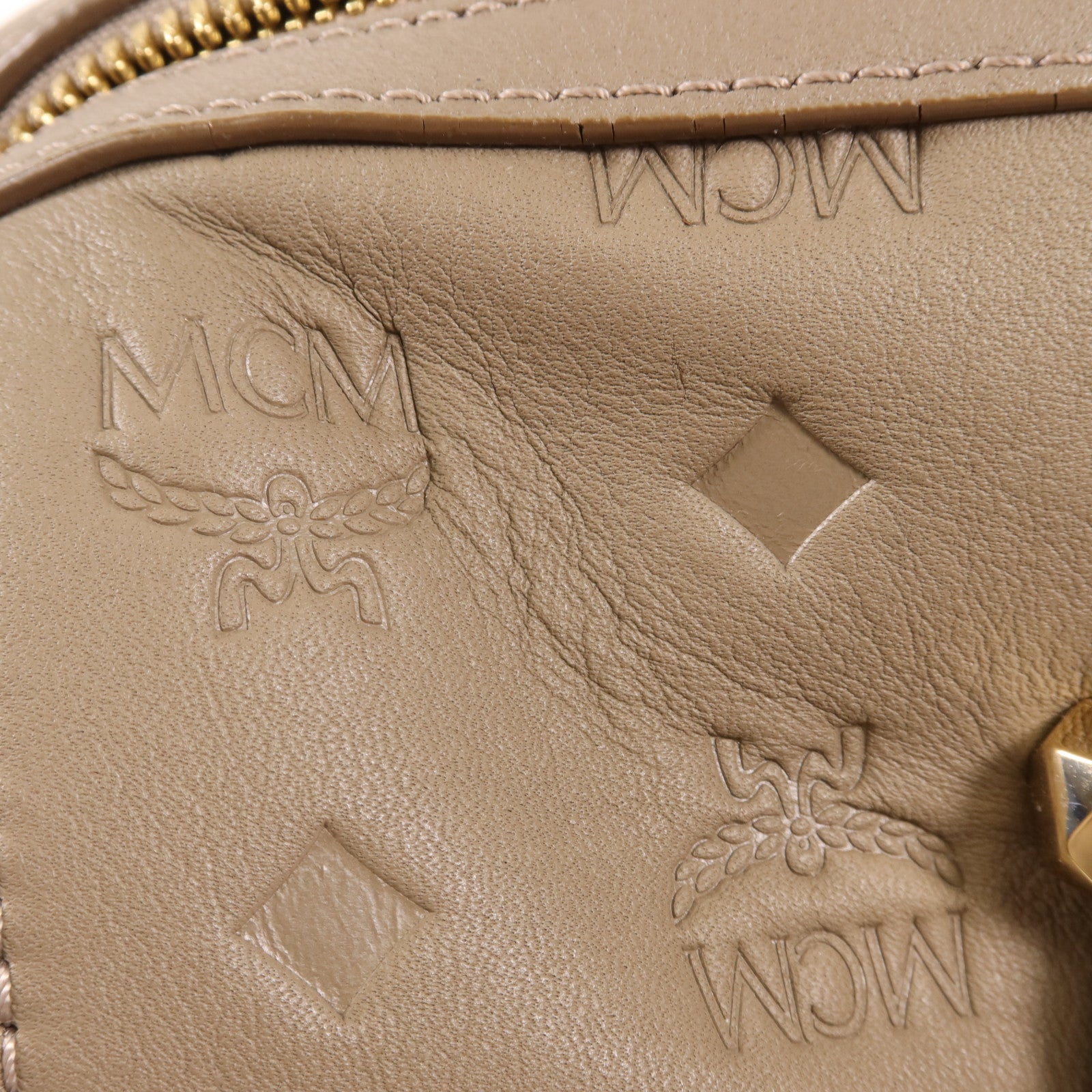 MCM 牛皮皮革2 Way Shoulder Bag金扣手挽肩背兩用袋