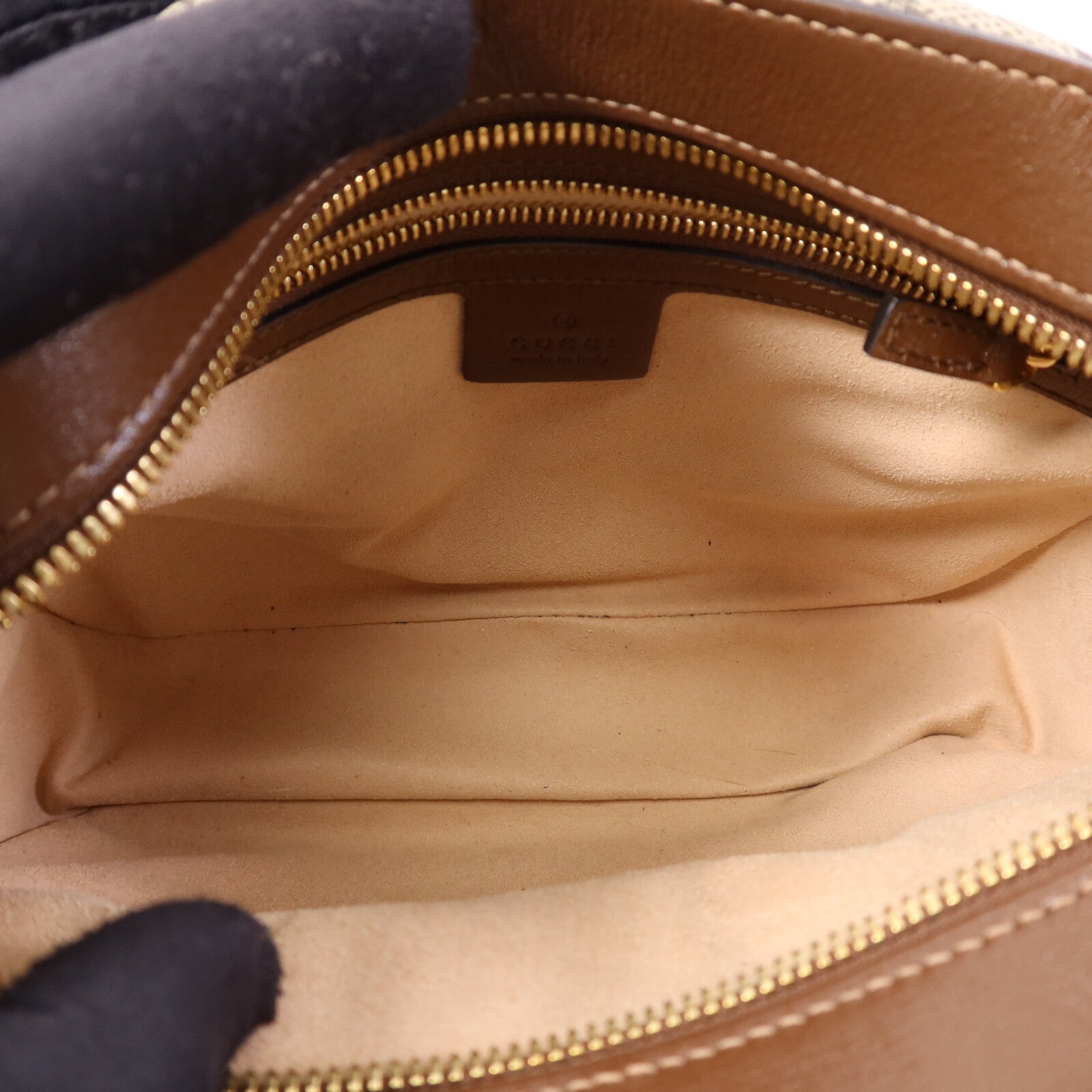 GUCCI 塗層帆布Horsebit 1955金扣肩背袋