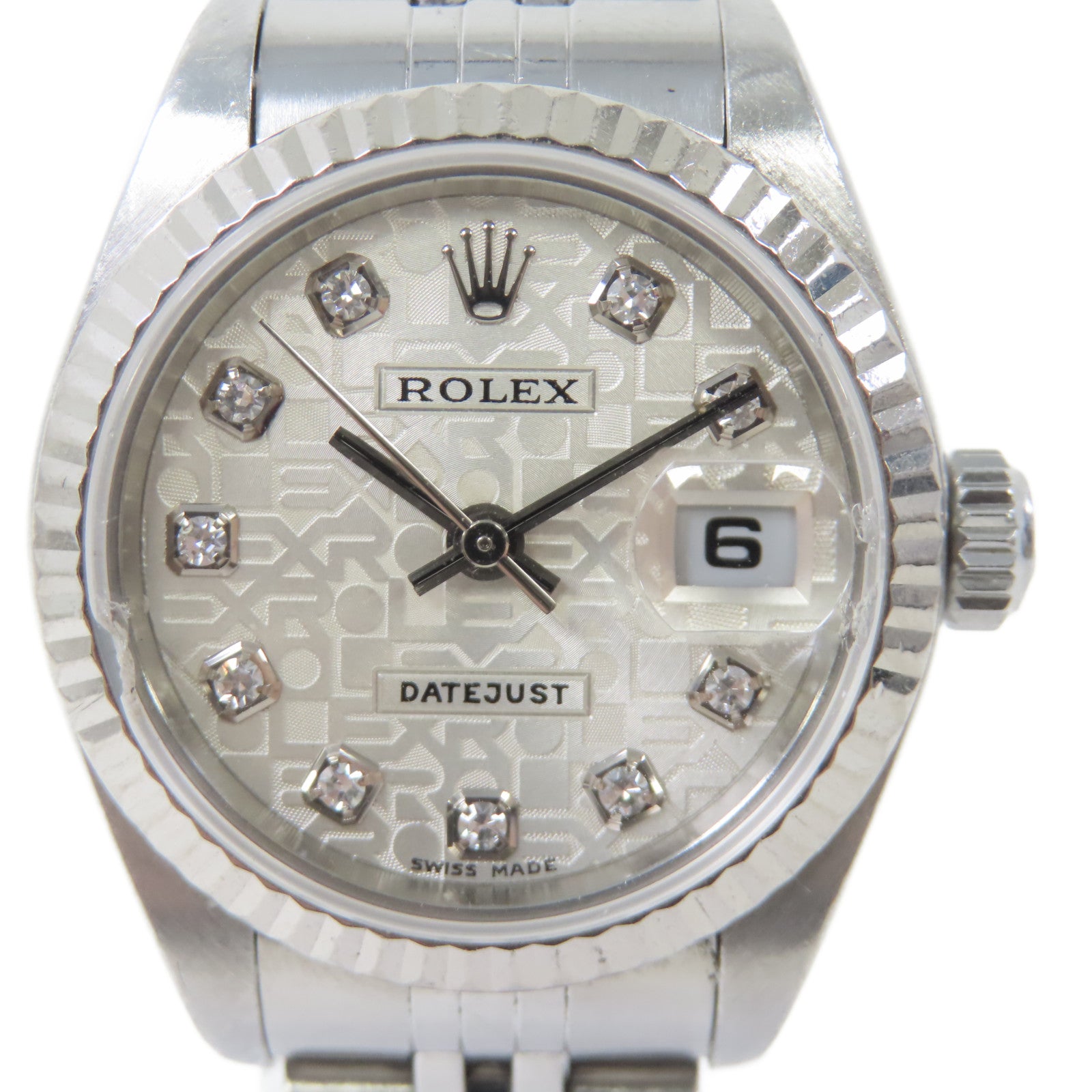 ROLEX Datejust不鏽鋼/鑽石手錶自動機芯銀色