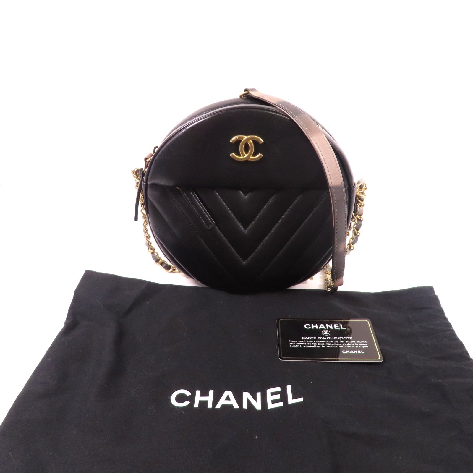 CHANEL 牛皮皮革Shoulder Bag金扣鏈帶肩背袋