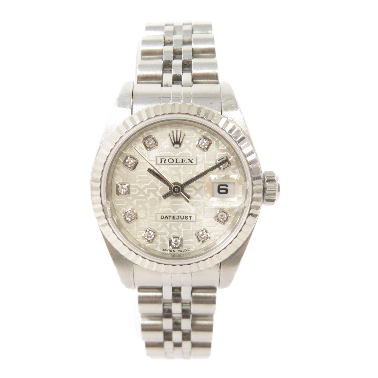 ROLEX Datejust不鏽鋼/鑽石手錶自動機芯銀色