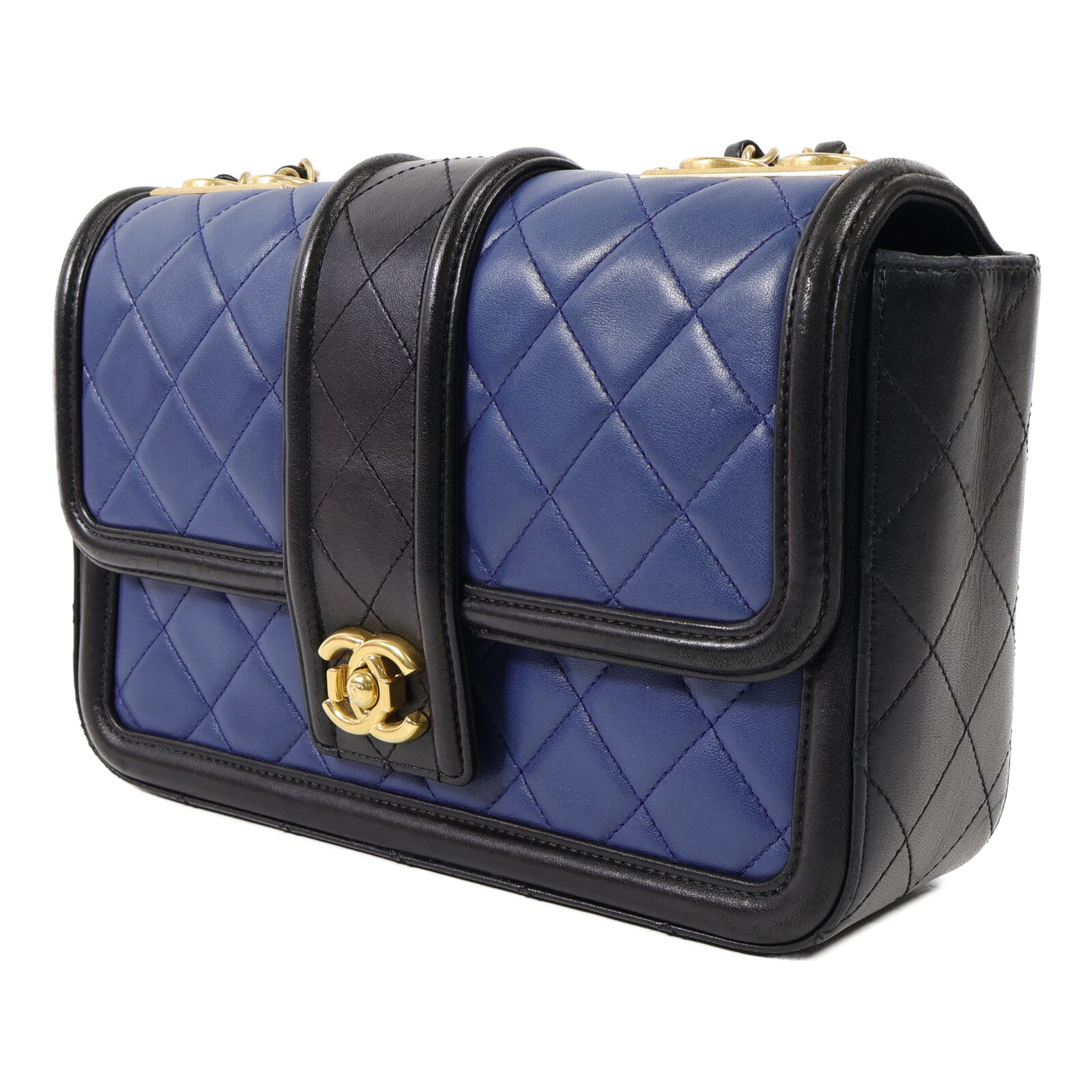 CHANEL 羊皮皮革Chain Shoulder金扣鏈帶肩背袋