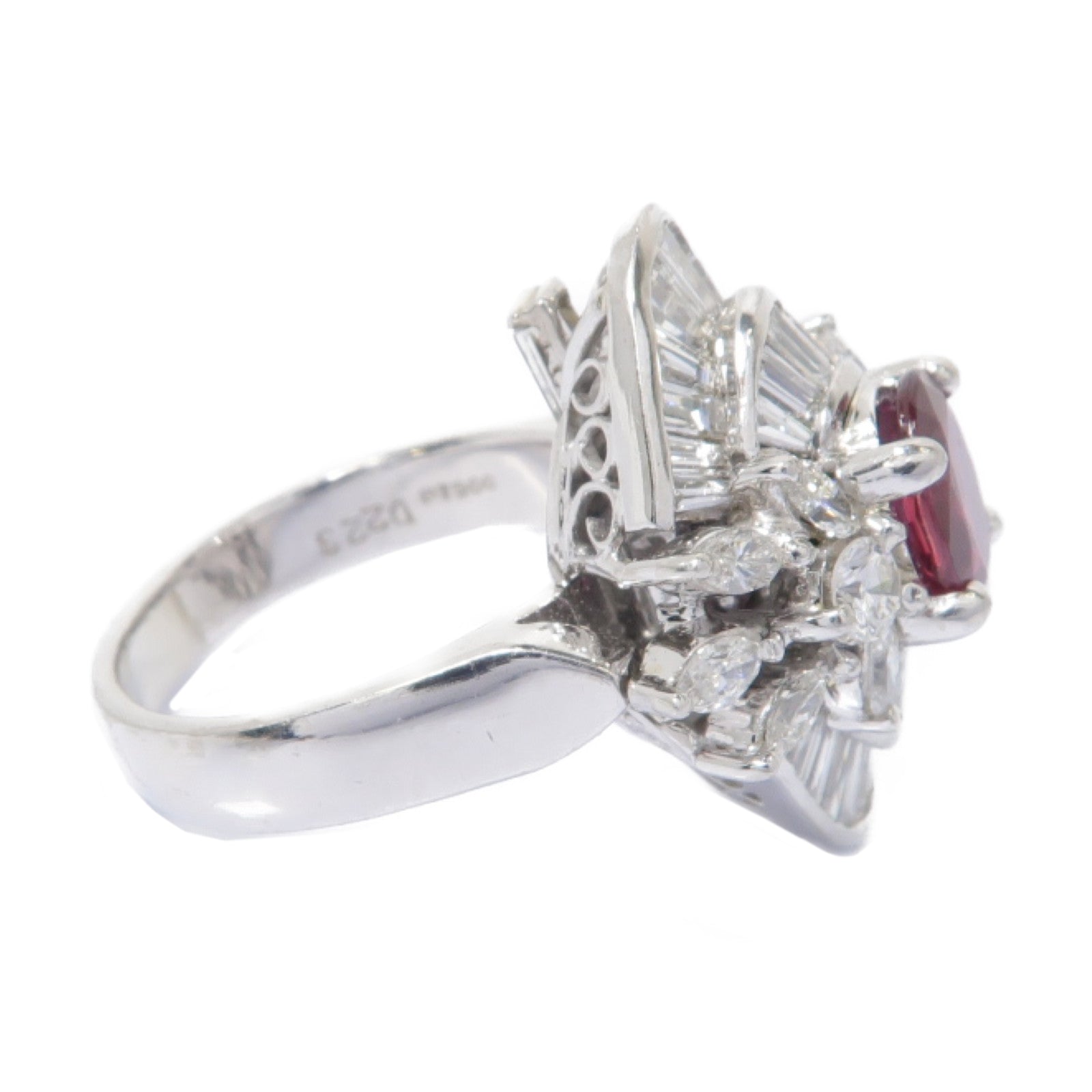 JEWELRY PT900鉑金Ruby Diamond Ring 1.14ct紅寶石/2.23ct鑽石戒指US#6