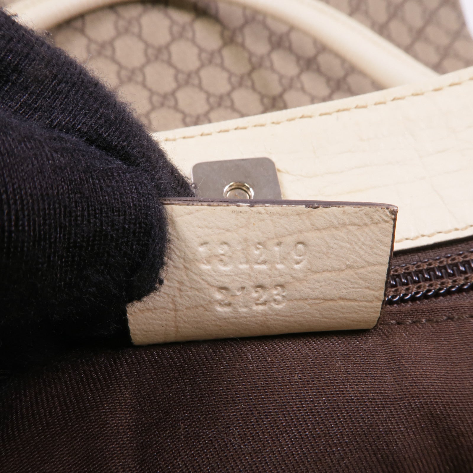 GUCCI 塗層帆布Shoulder Tote銀扣肩背袋/手挽袋