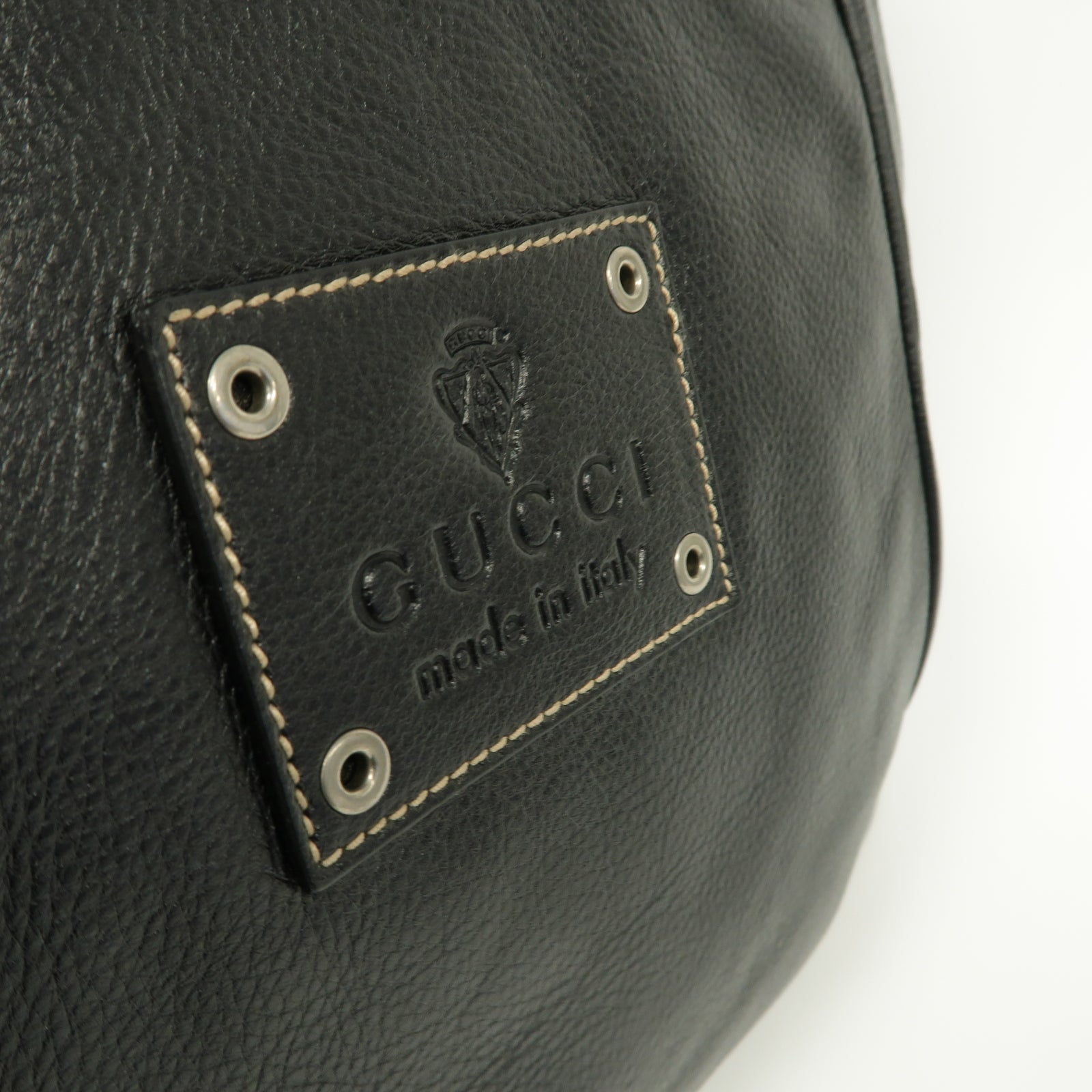 GUCCI 【激減優惠】牛皮皮革Shoulder Bag銀扣肩背袋黒色