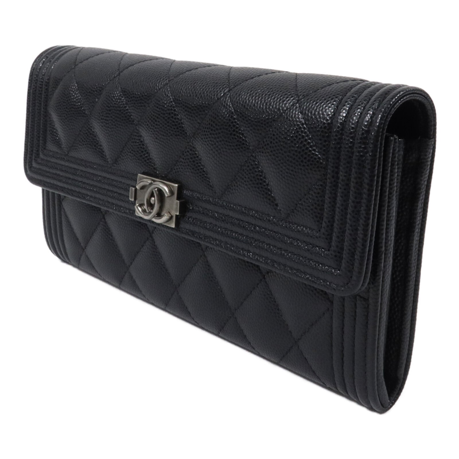CHANEL 牛皮皮革Boy Long Wallet長錢包