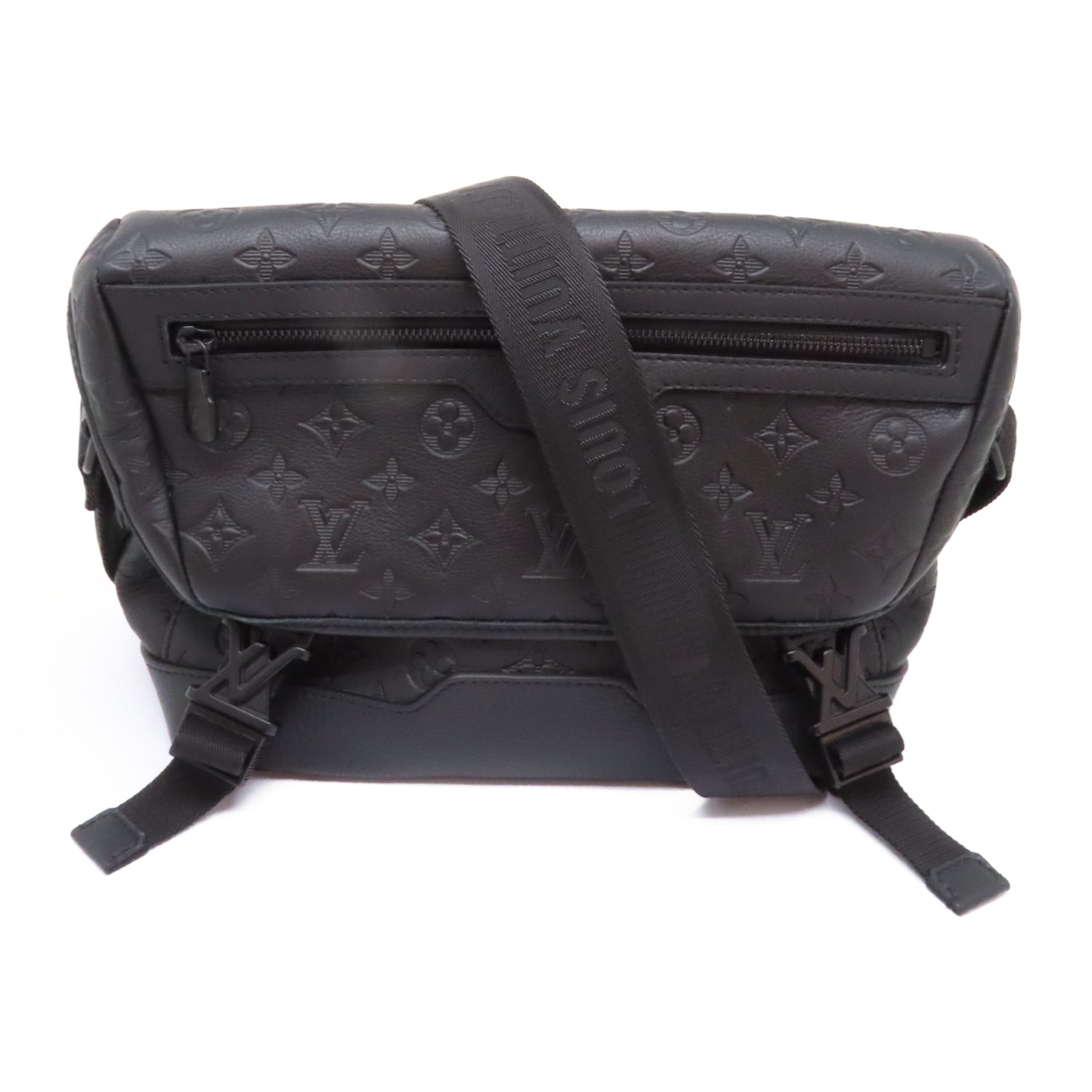 LOUIS VUITTON Monogram Shadow Messenger Voyager 肩背袋黑色