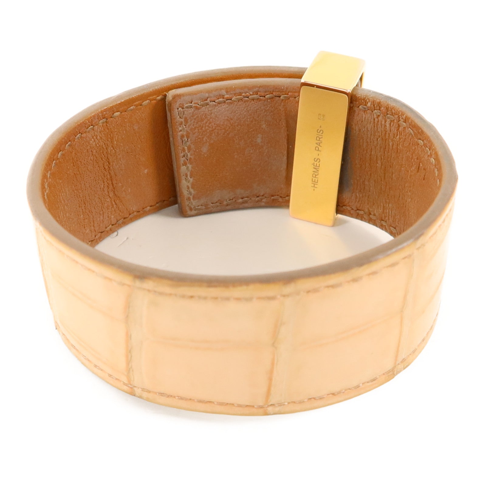 HERMES Alligator皮革Collier De Chien金扣手鐲