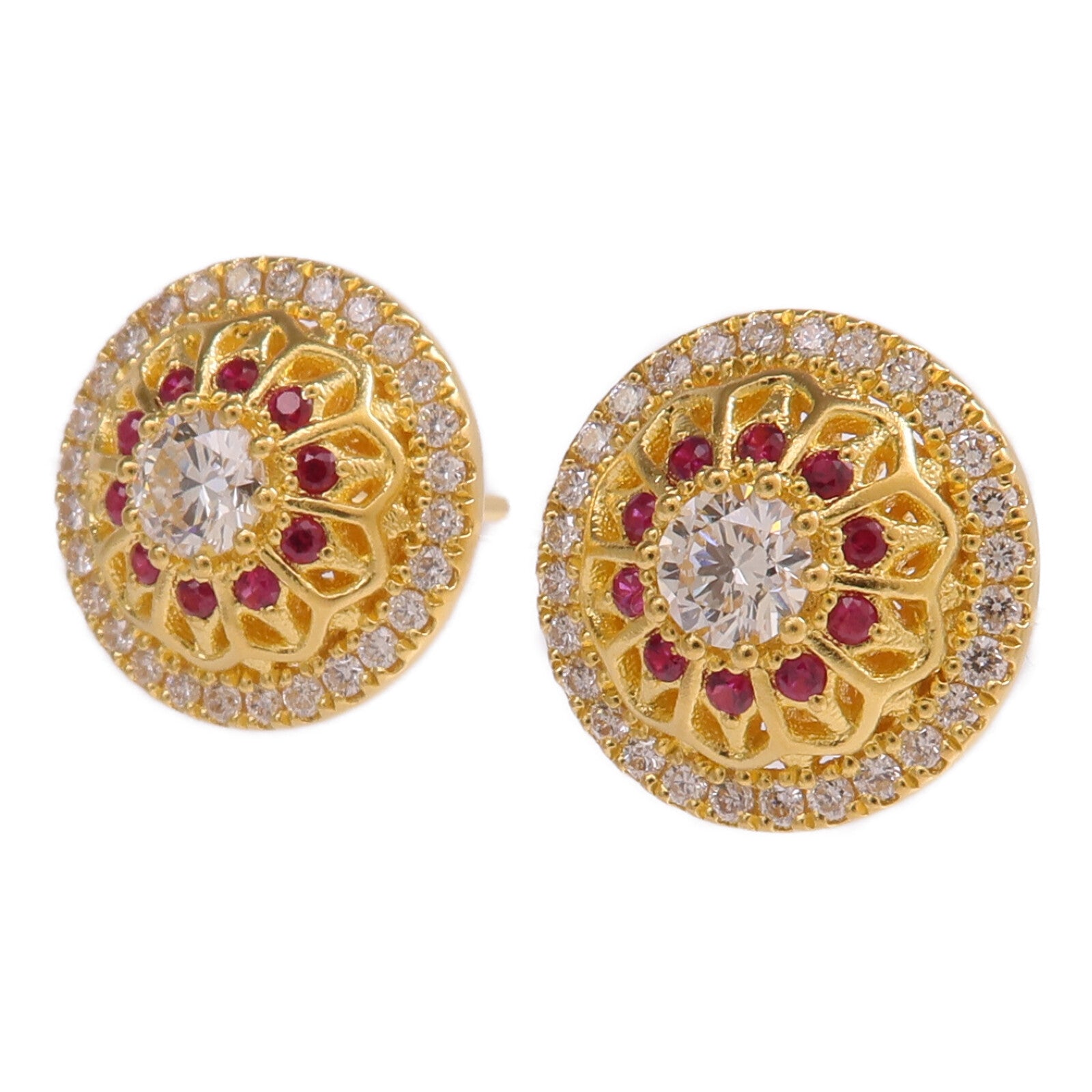 JEWELRY 24K黃金Ruby Diamond Earrings紅寶石/鑽石耳環