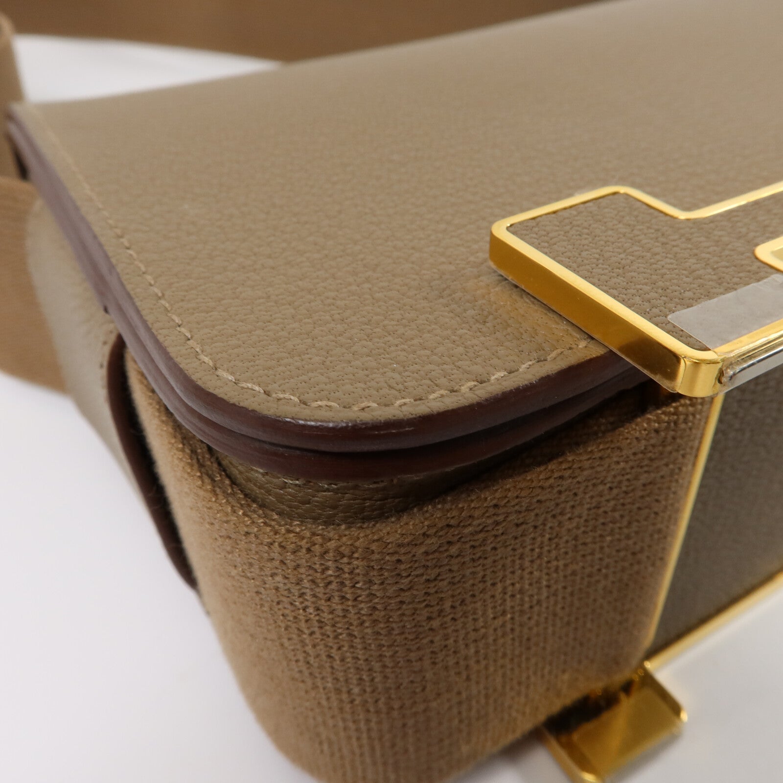 HERMES Chevre皮革Geta肩背袋Etoupe