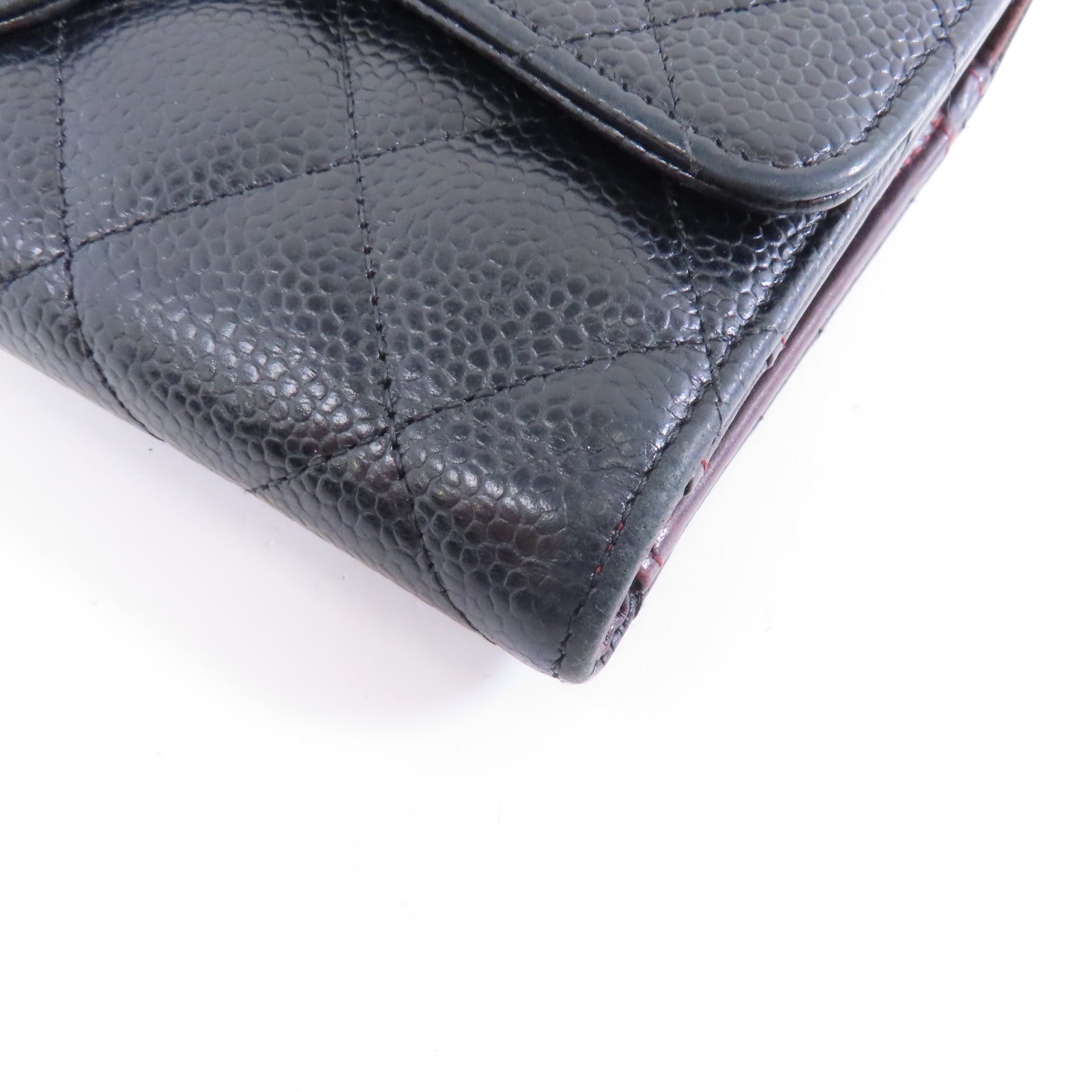 CHANEL 菱格Caviar皮革Long Wallet金扣長錢包黑色
