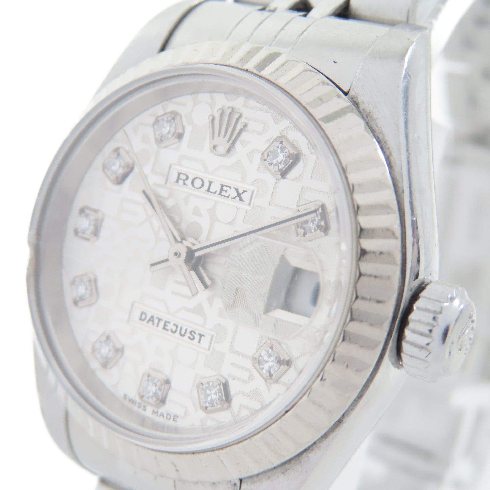 ROLEX Datejust不鏽鋼/鑽石手錶自動機芯銀色