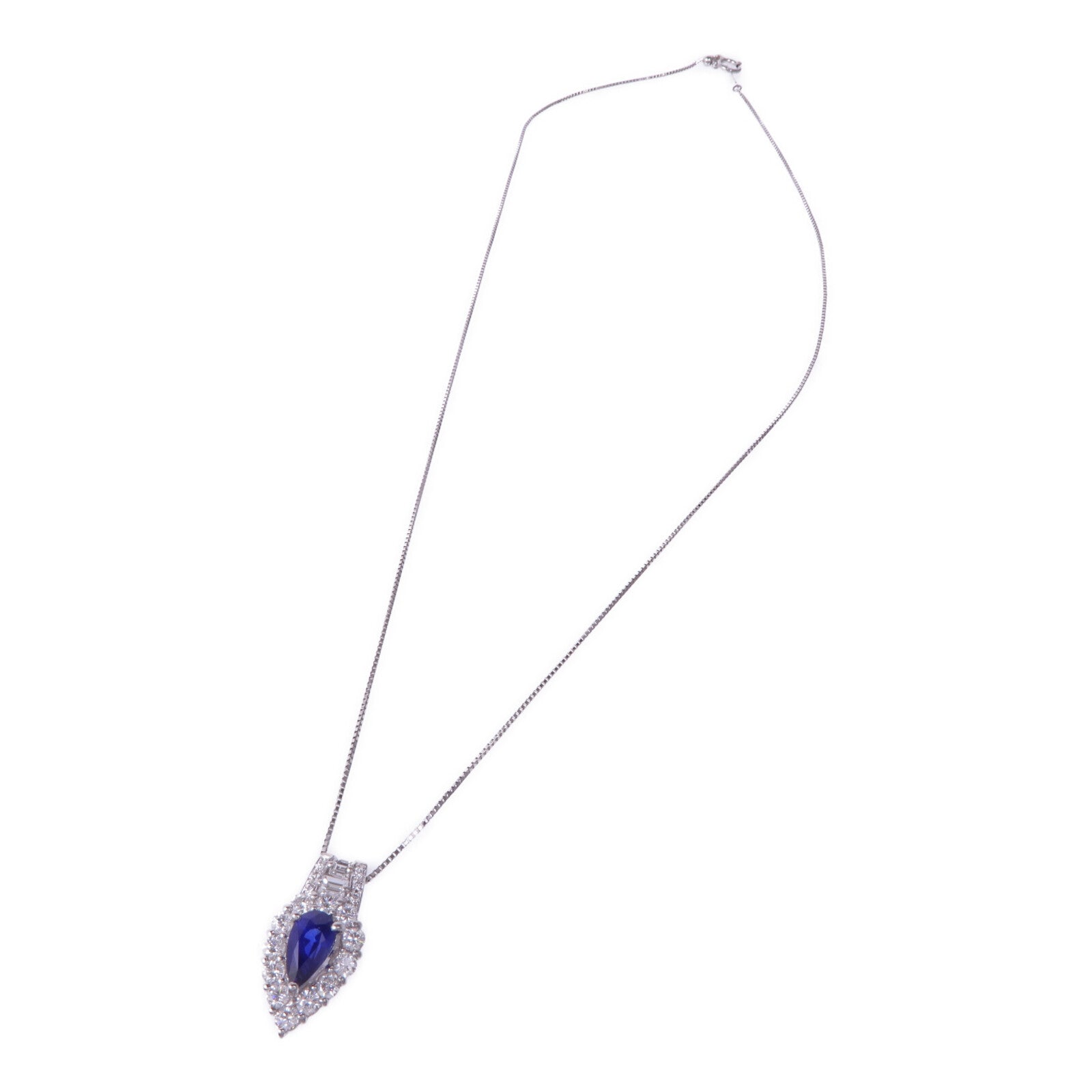 JEWELRY PT900/PT850鉑金Sapphire Diamond Necklace藍寶石/鑽石項鍊