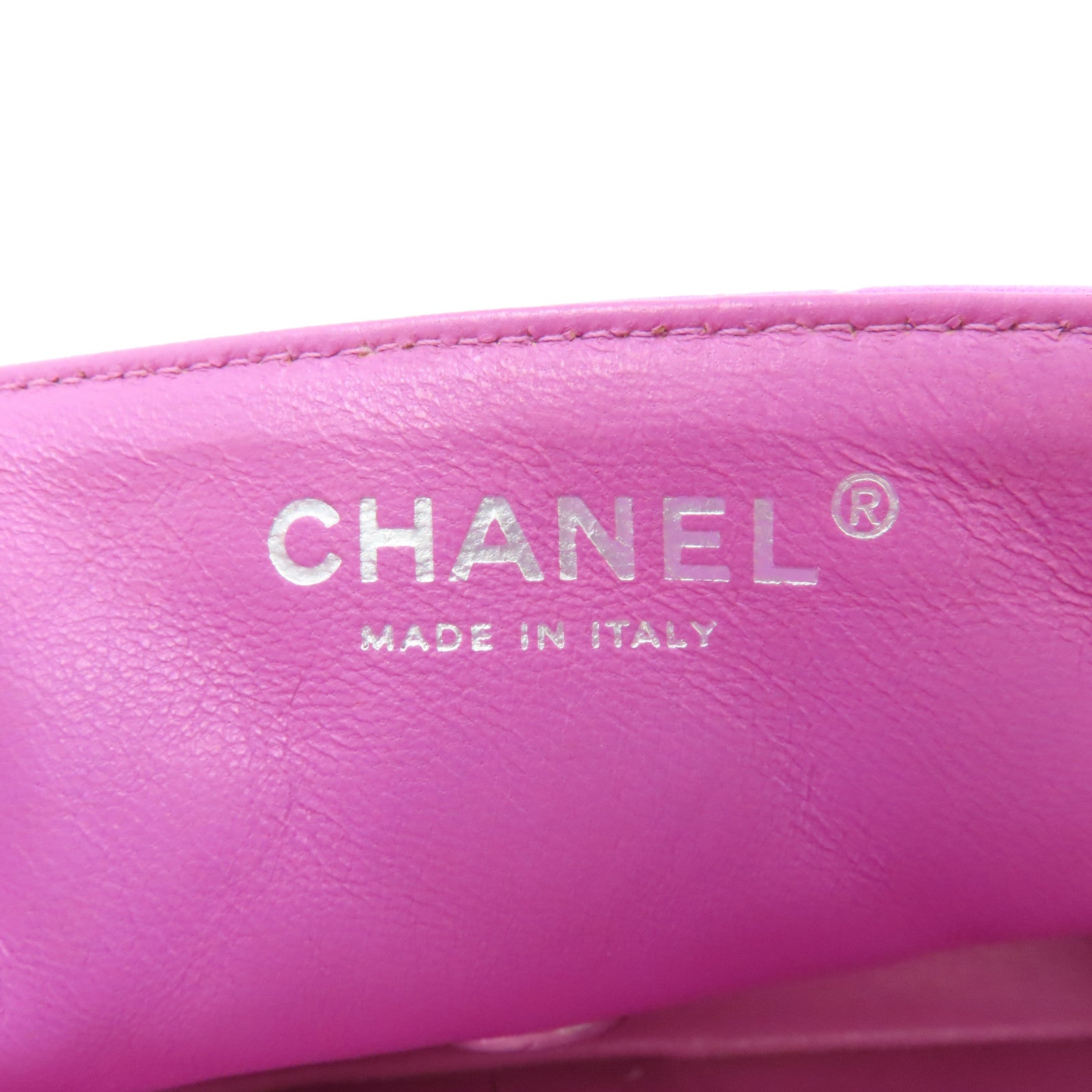 CHANEL 菱格羊皮皮革Chain Shoulder Bag銀扣鏈帶肩背袋紫色