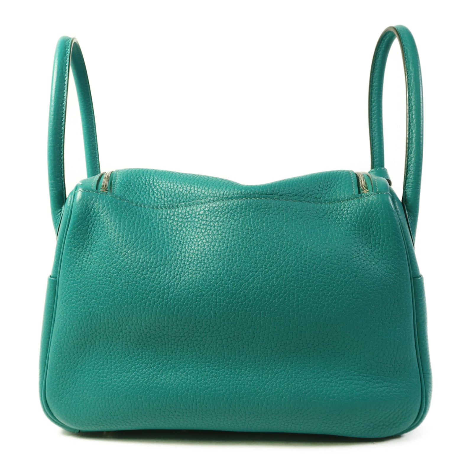 HERMES Clemence皮革Lindy 26銀扣手挽肩背兩用袋Bleu Paon