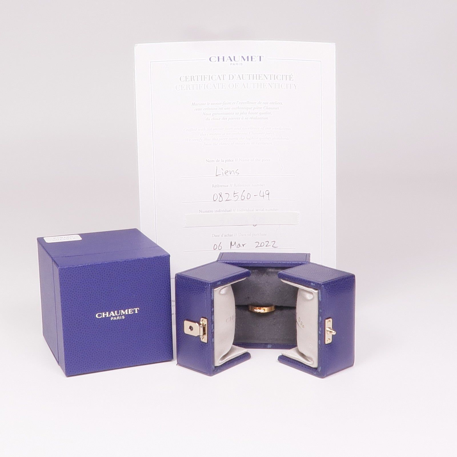 Chaumet 18K玫瑰金Liens Evidence鑽石戒指Chaumet#49/US#5