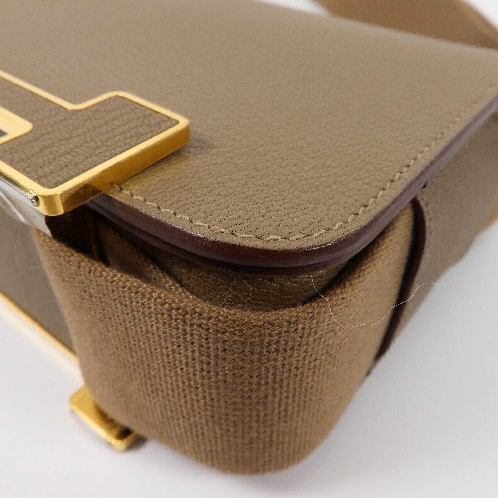 HERMES Chevre皮革Geta肩背袋Etoupe
