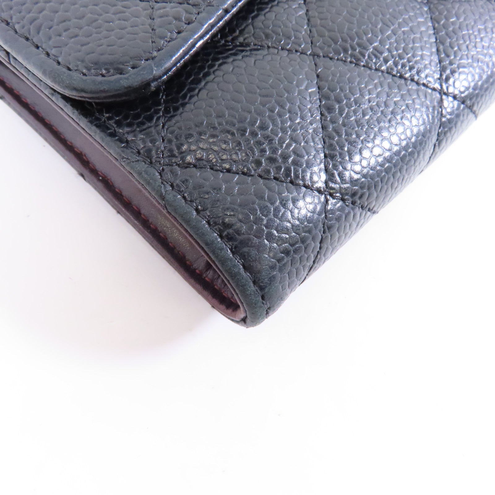 CHANEL 菱格Caviar皮革Long Wallet金扣長錢包黑色