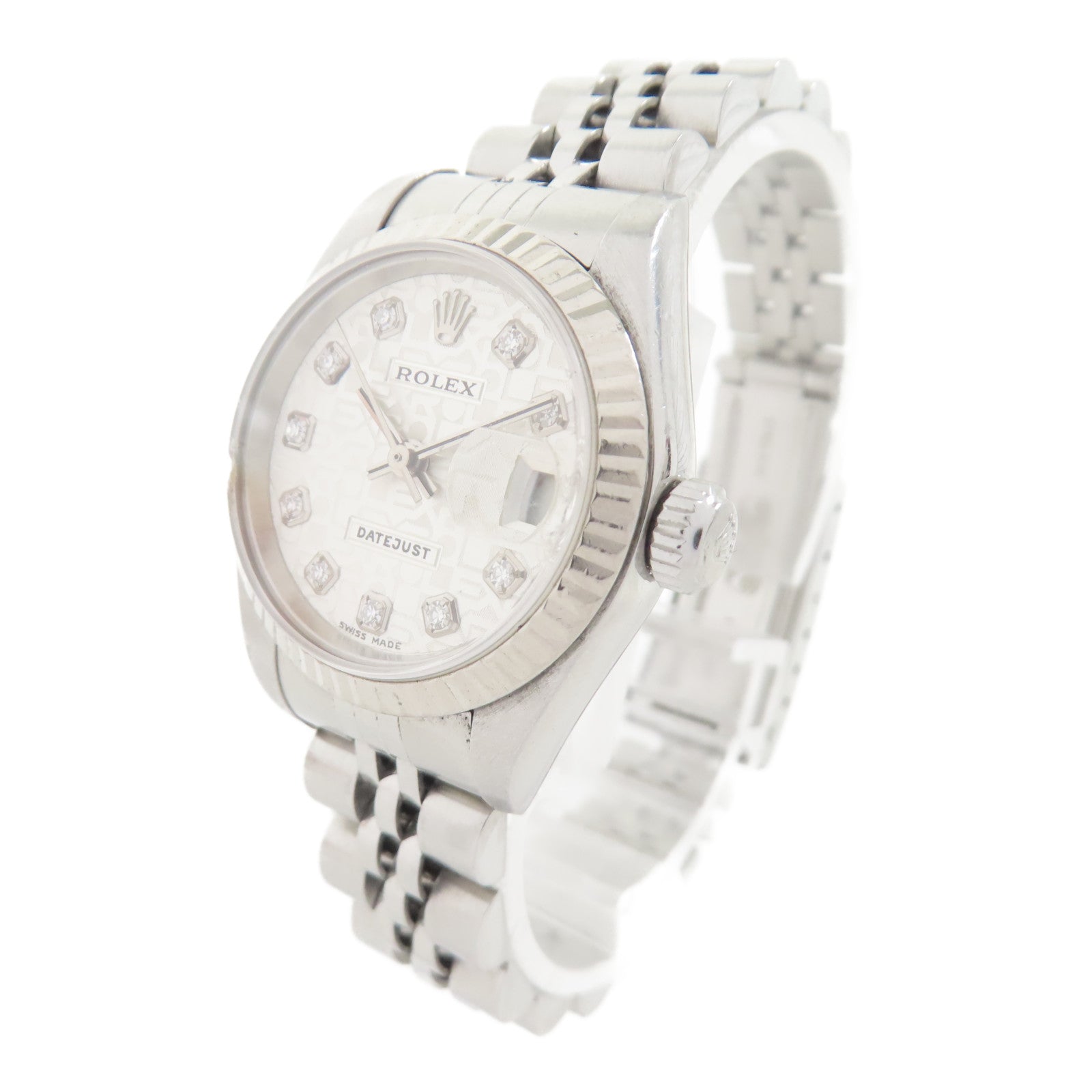 ROLEX Datejust不鏽鋼/鑽石手錶自動機芯銀色