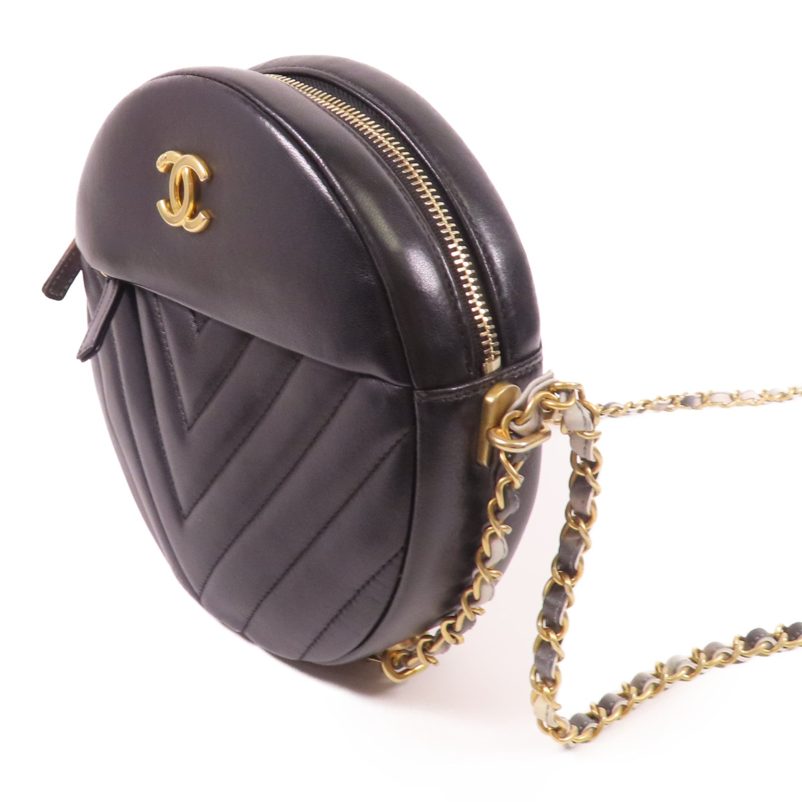 CHANEL 牛皮皮革Shoulder Bag金扣鏈帶肩背袋