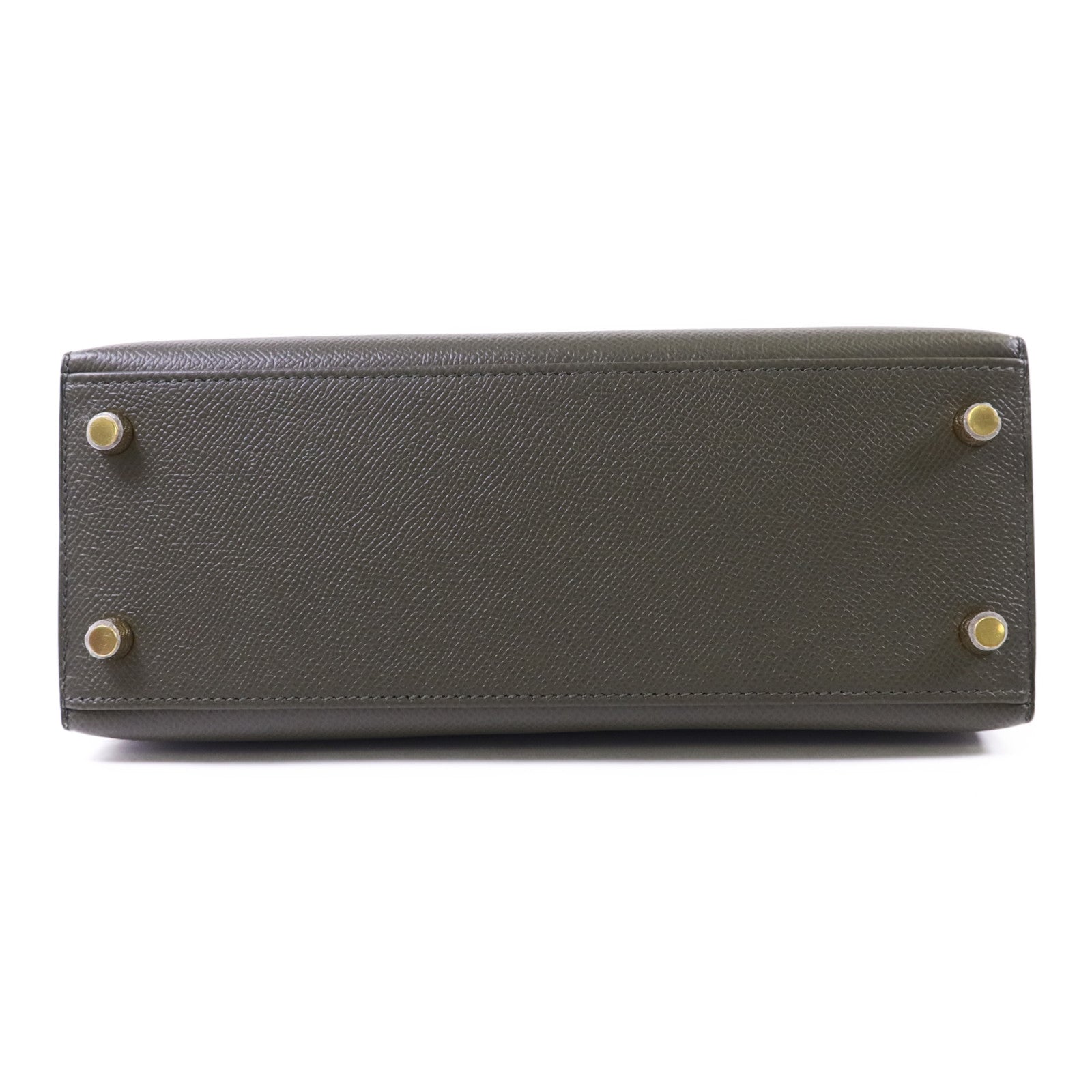 HERMES Epsom皮革Kelly 25金扣手挽肩背兩用袋Vert Gris