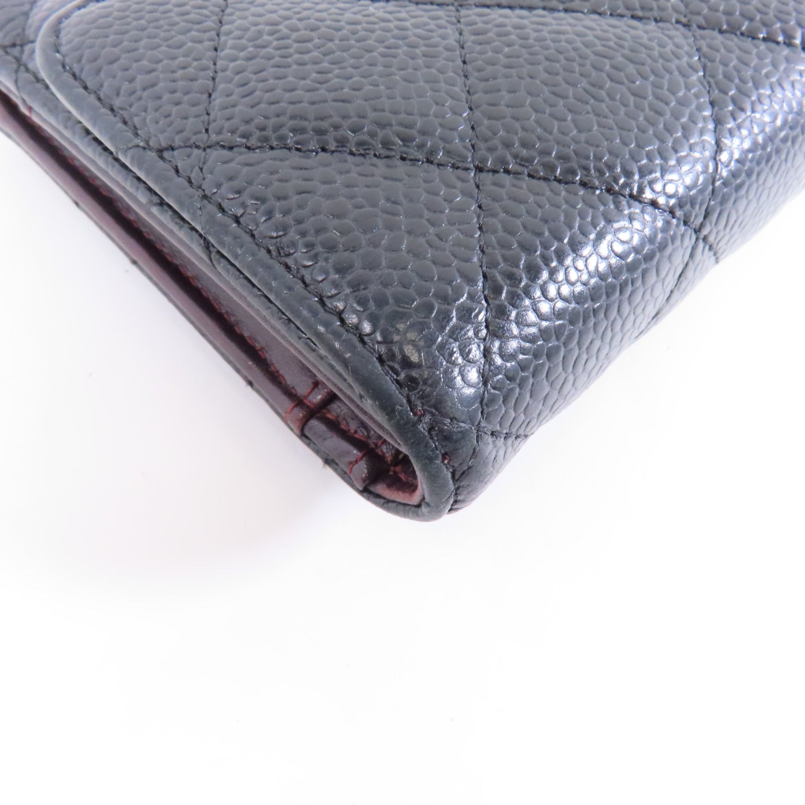 CHANEL 菱格Caviar皮革Long Wallet金扣長錢包黑色
