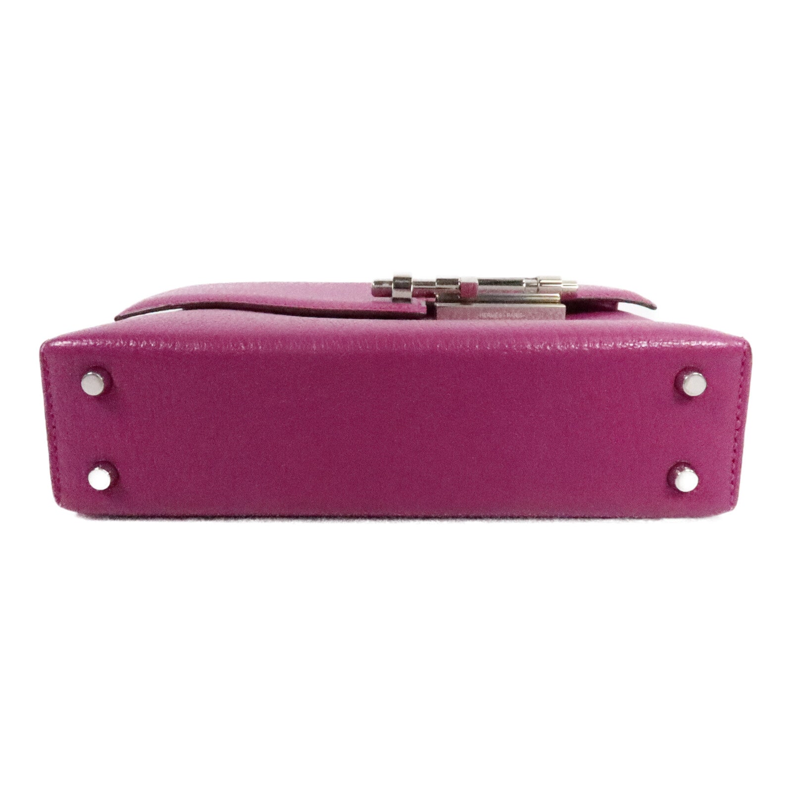 HERMES Chevre皮革Verrou Mini鏈帶肩背袋Rose Purple