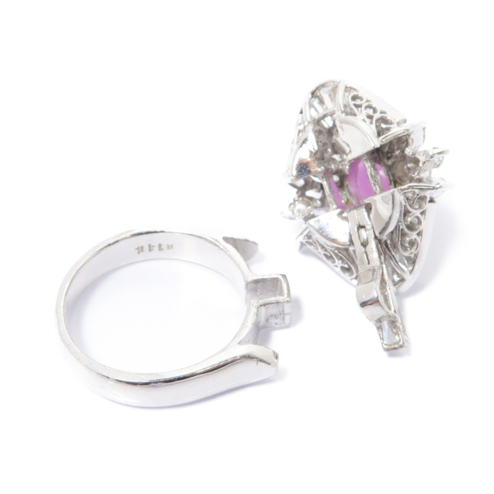 JEWELRY PT900鉑金Ruby Diamond Ring 1.14ct紅寶石/2.23ct鑽石戒指US#6