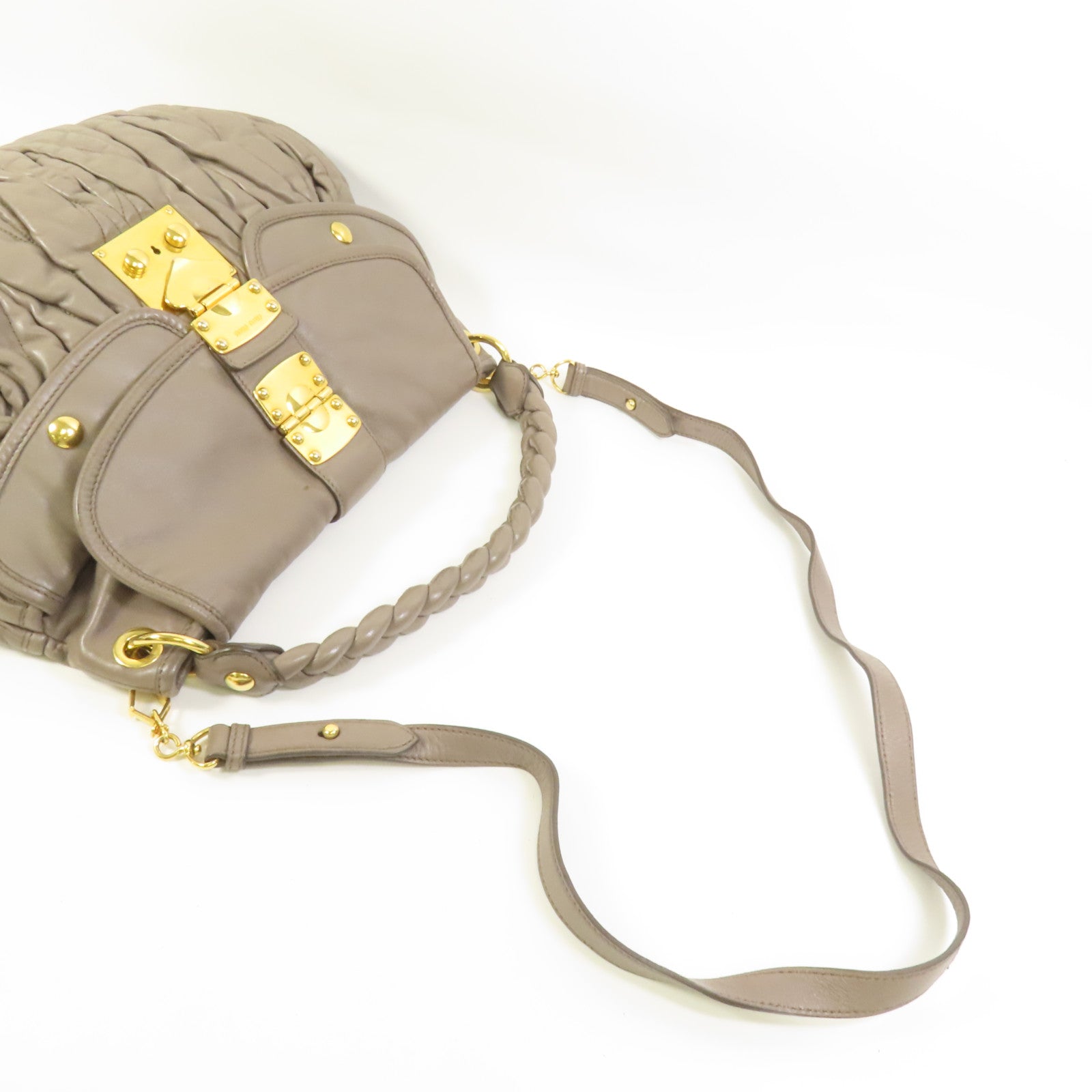 Miu Miu 羊皮皮革Shoulder Bag金扣手挽肩背兩用袋