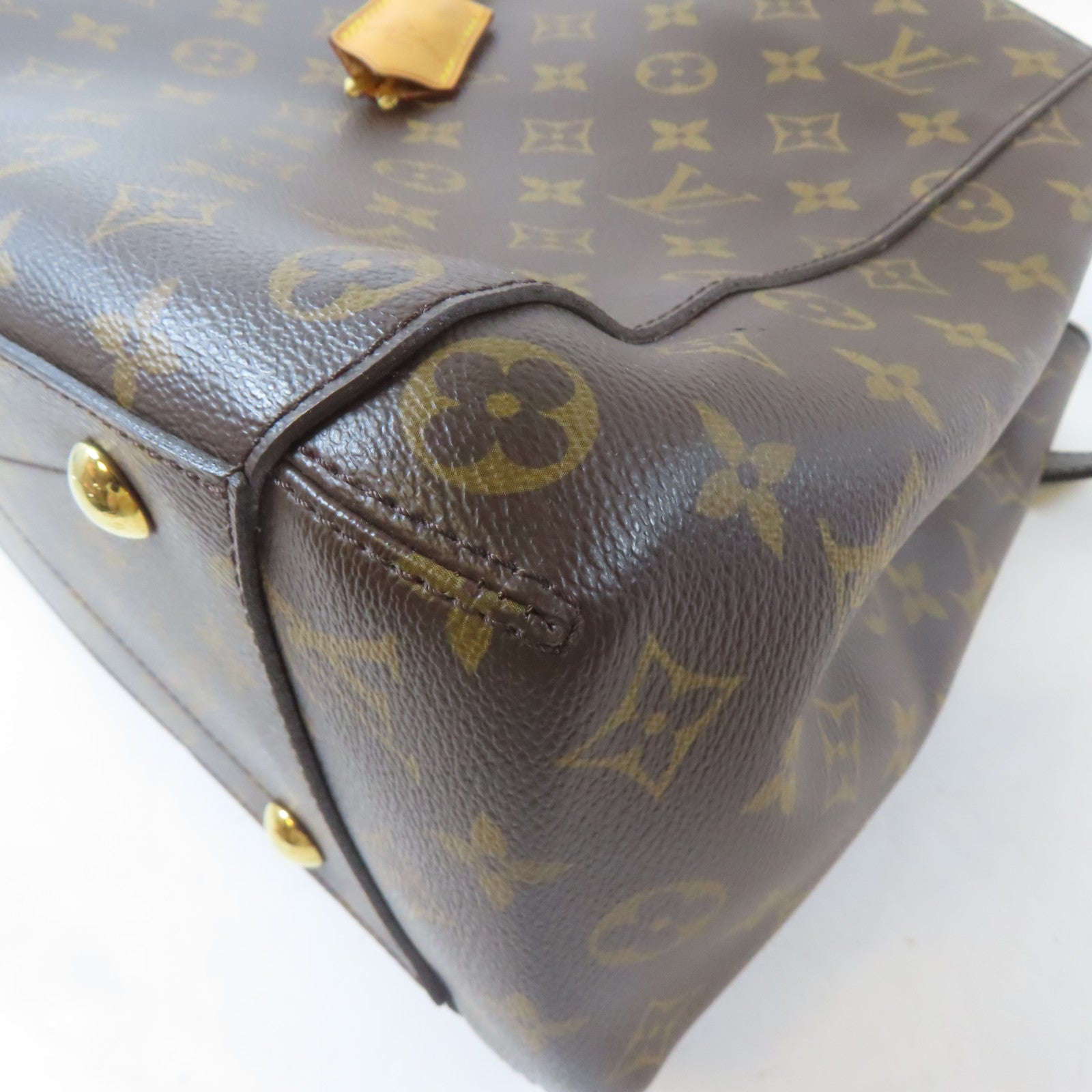 LOUIS VUITTON Monogram Montaigne GM金扣手挽肩背兩用袋啡色