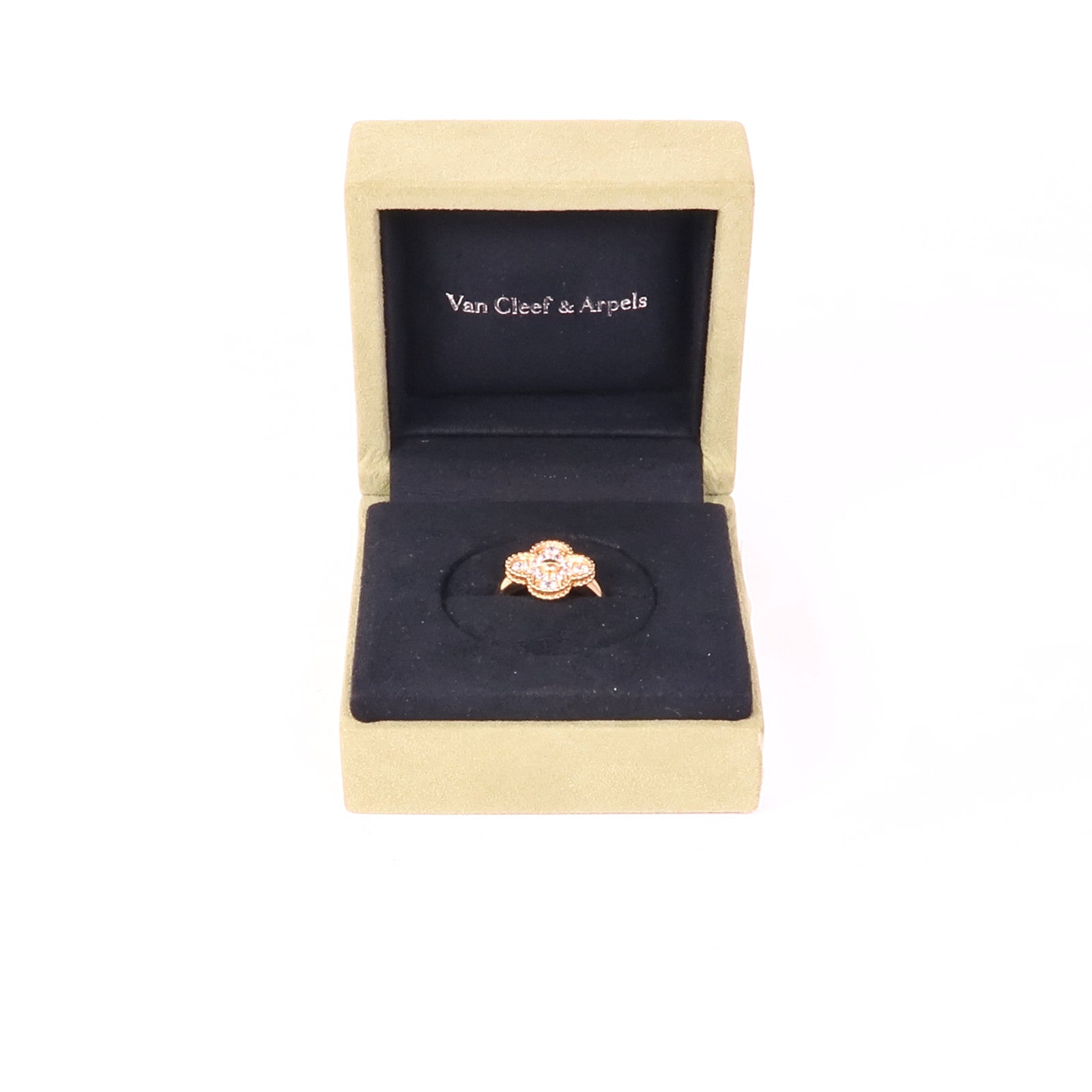 Van Cleef & Arpels 18K玫瑰金Vintage Alhambra Diamond Ring鑽石戒指VCA#53/US#6.25