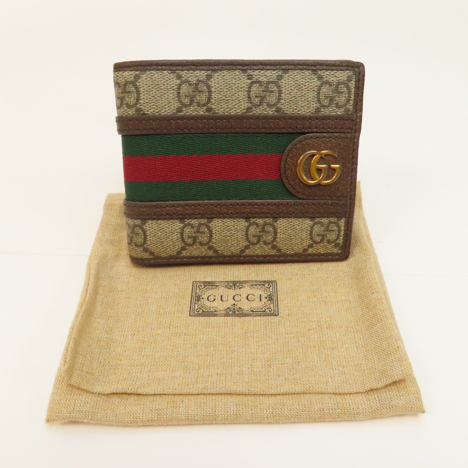 GUCCI 塗層帆布Ophidia GG Wallet金扣錢包啡色