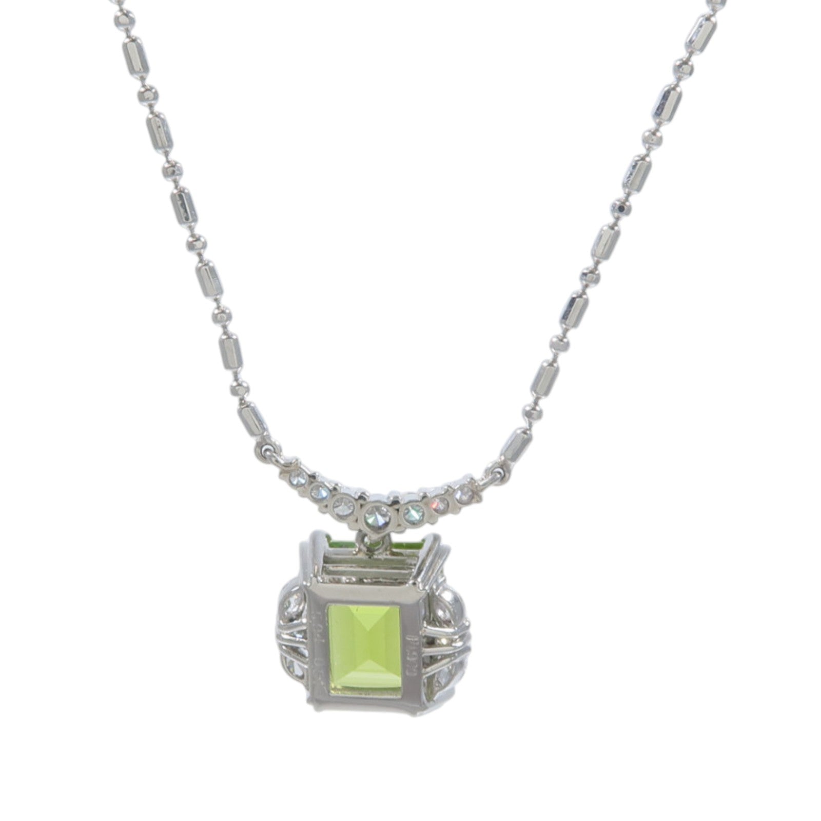 JEWELRY PT900/PT850鉑金Peridot Diamond Necklace橄欖石/鑽石項鍊