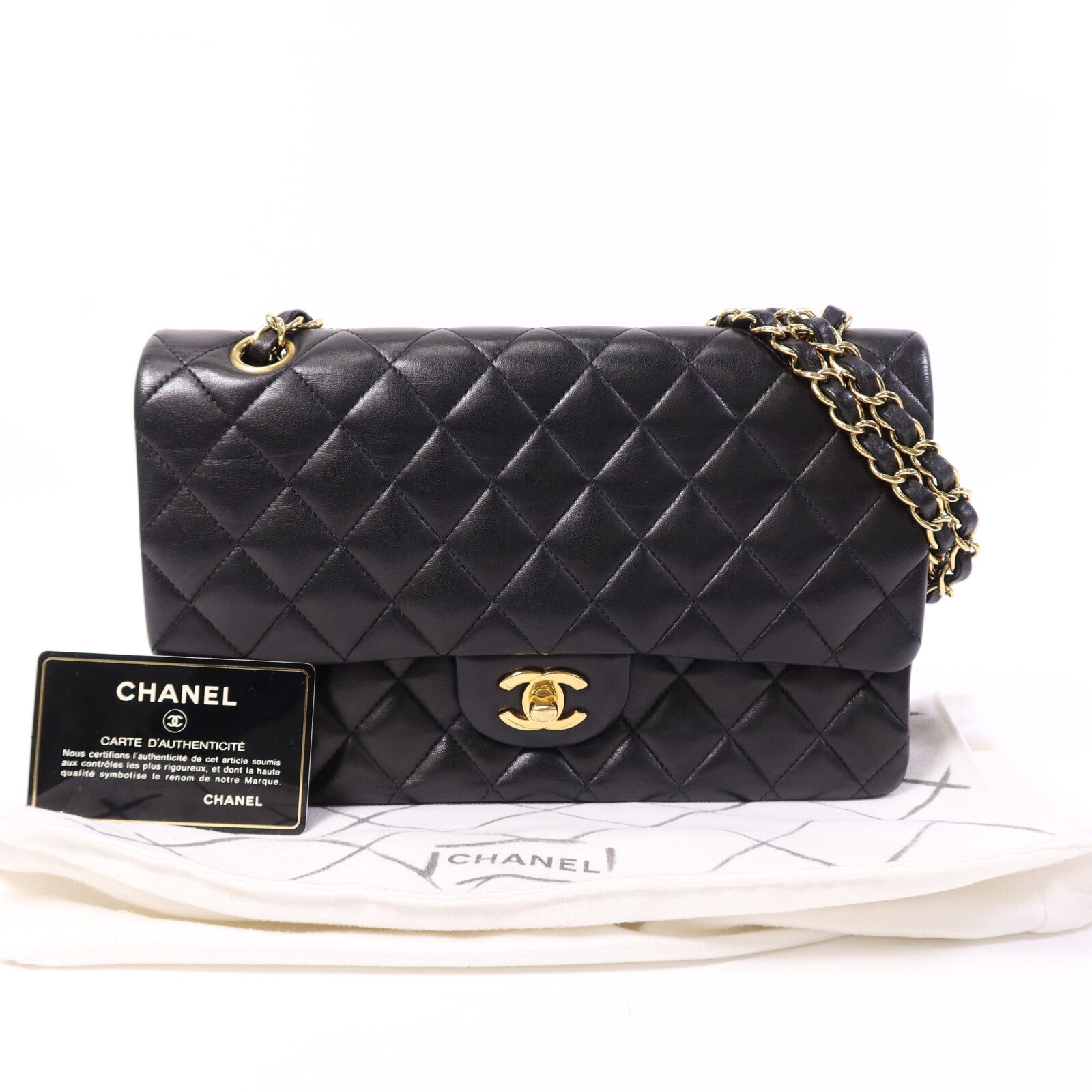 CHANEL 羊皮皮革Classic 25金扣鏈帶肩背袋