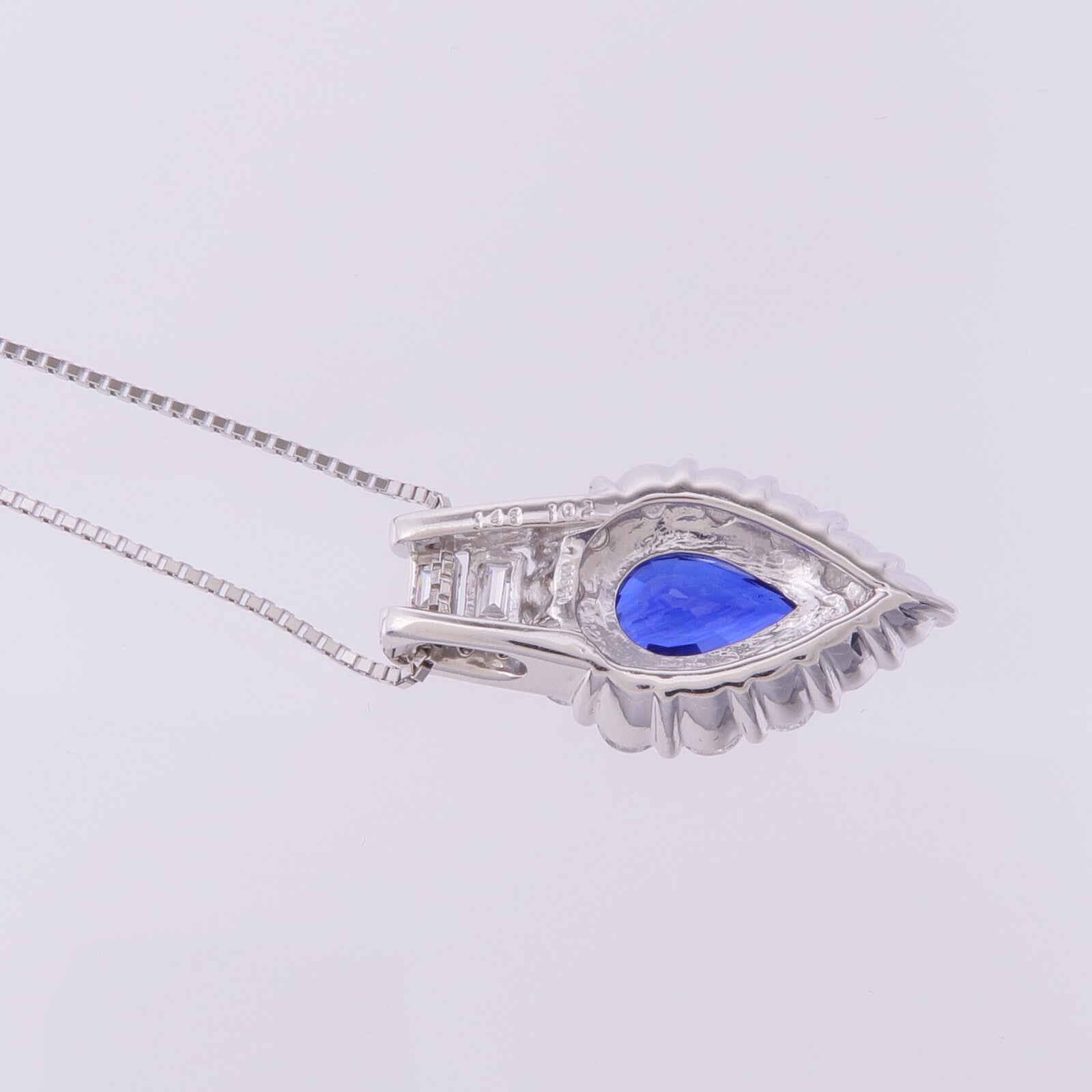 JEWELRY PT900/PT850鉑金Sapphire Diamond Necklace藍寶石/鑽石項鍊