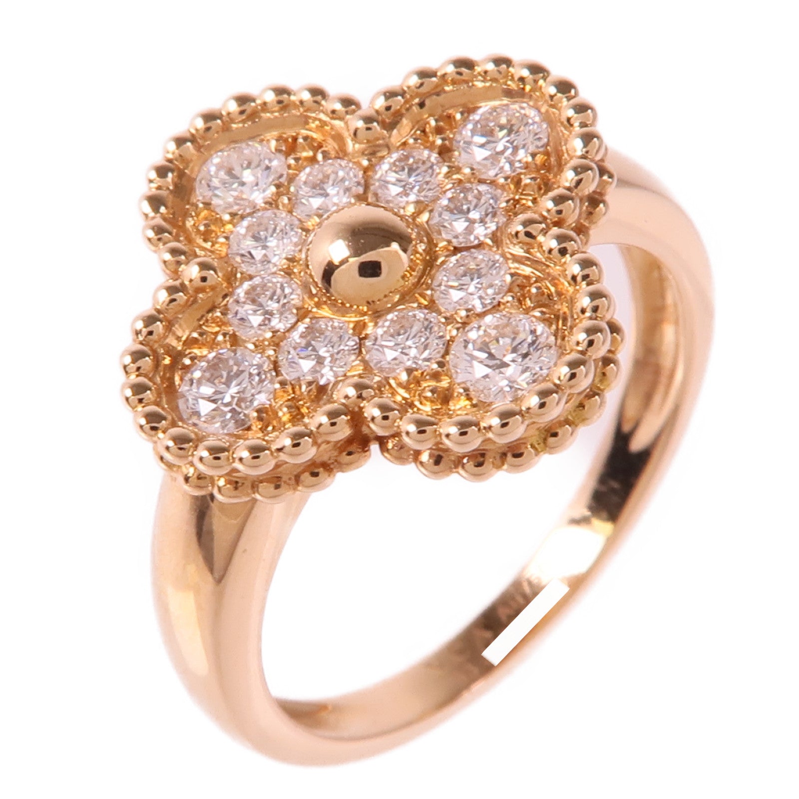 Van Cleef & Arpels 18K玫瑰金Vintage Alhambra Diamond Ring鑽石戒指VCA#53/US#6.25