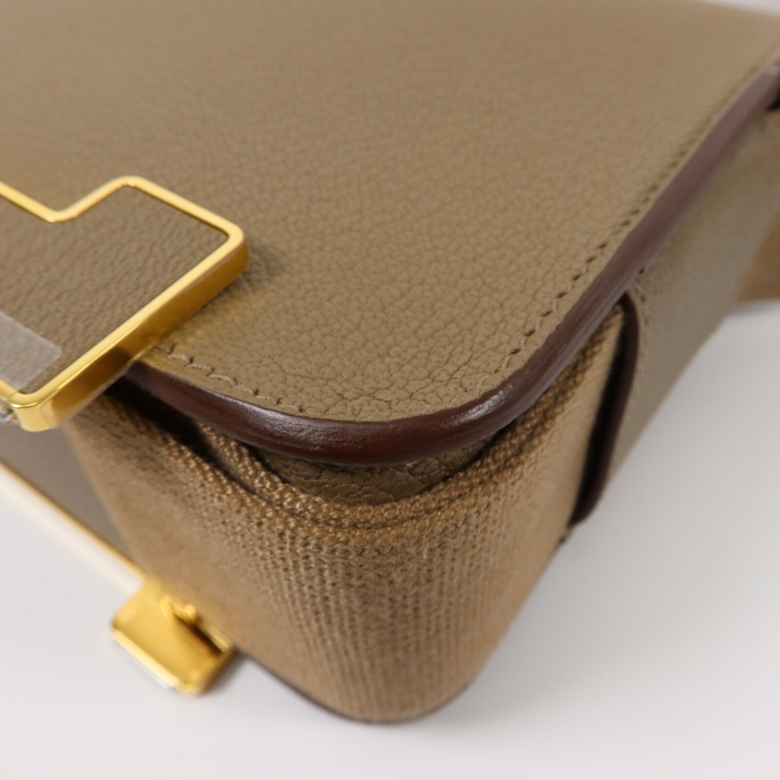 HERMES Chevre皮革Geta肩背袋Etoupe