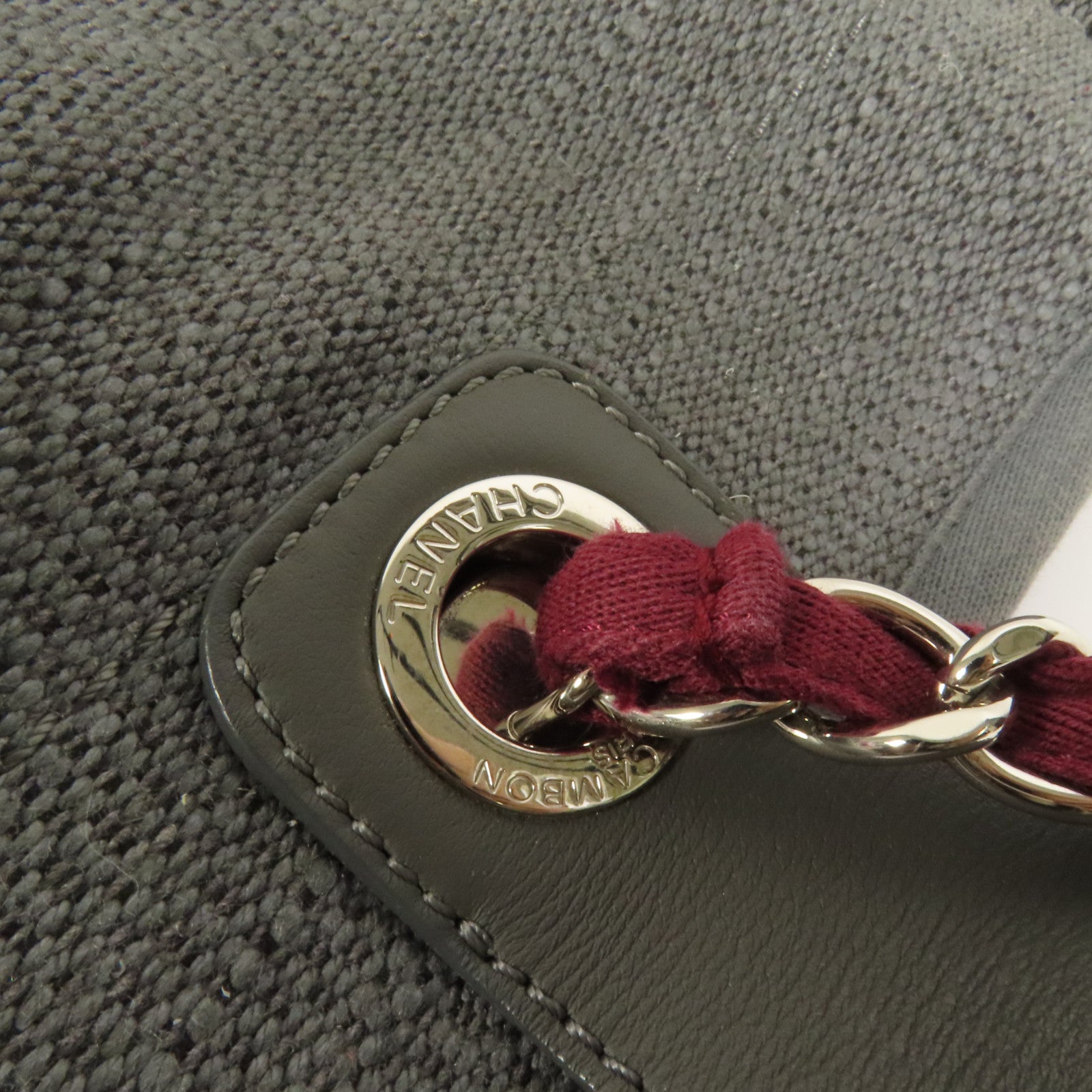 CHANEL 帆布Deauville Tote銀扣鏈帶手挽肩背兩用袋