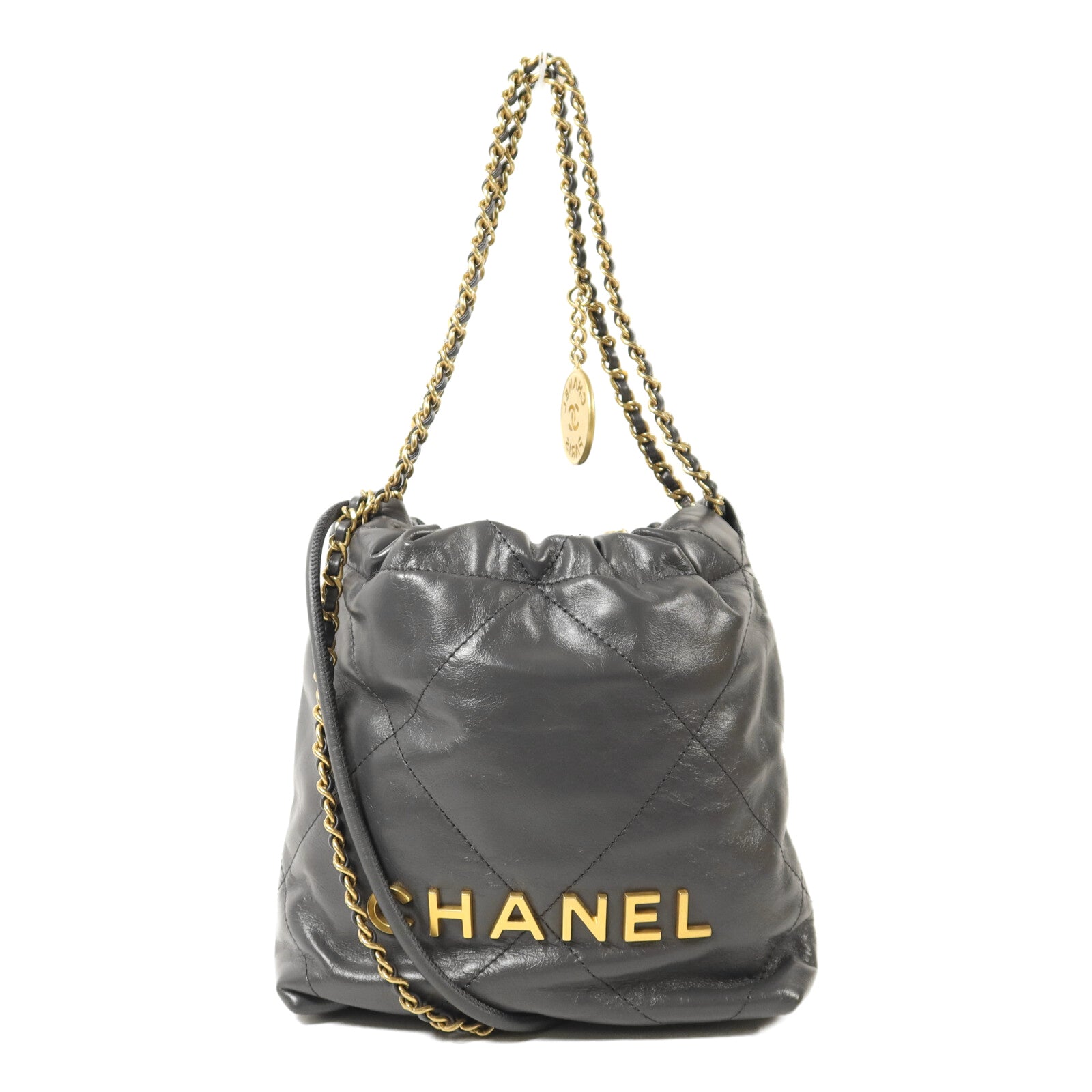 CHANEL 【激減優惠】牛皮皮革Chanel 22 Mini金扣鏈帶手挽肩背兩用袋