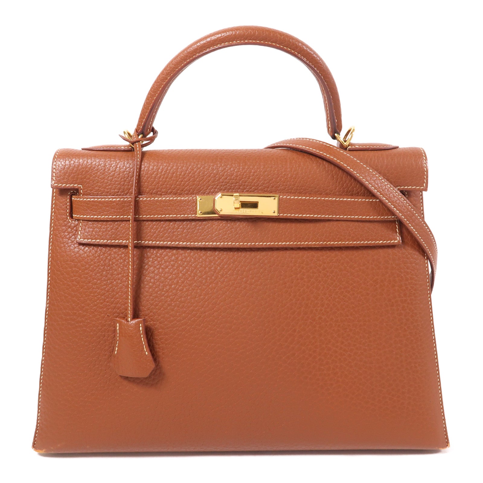 HERMES Fjord皮革Kelly 32金扣手挽肩背兩用袋
