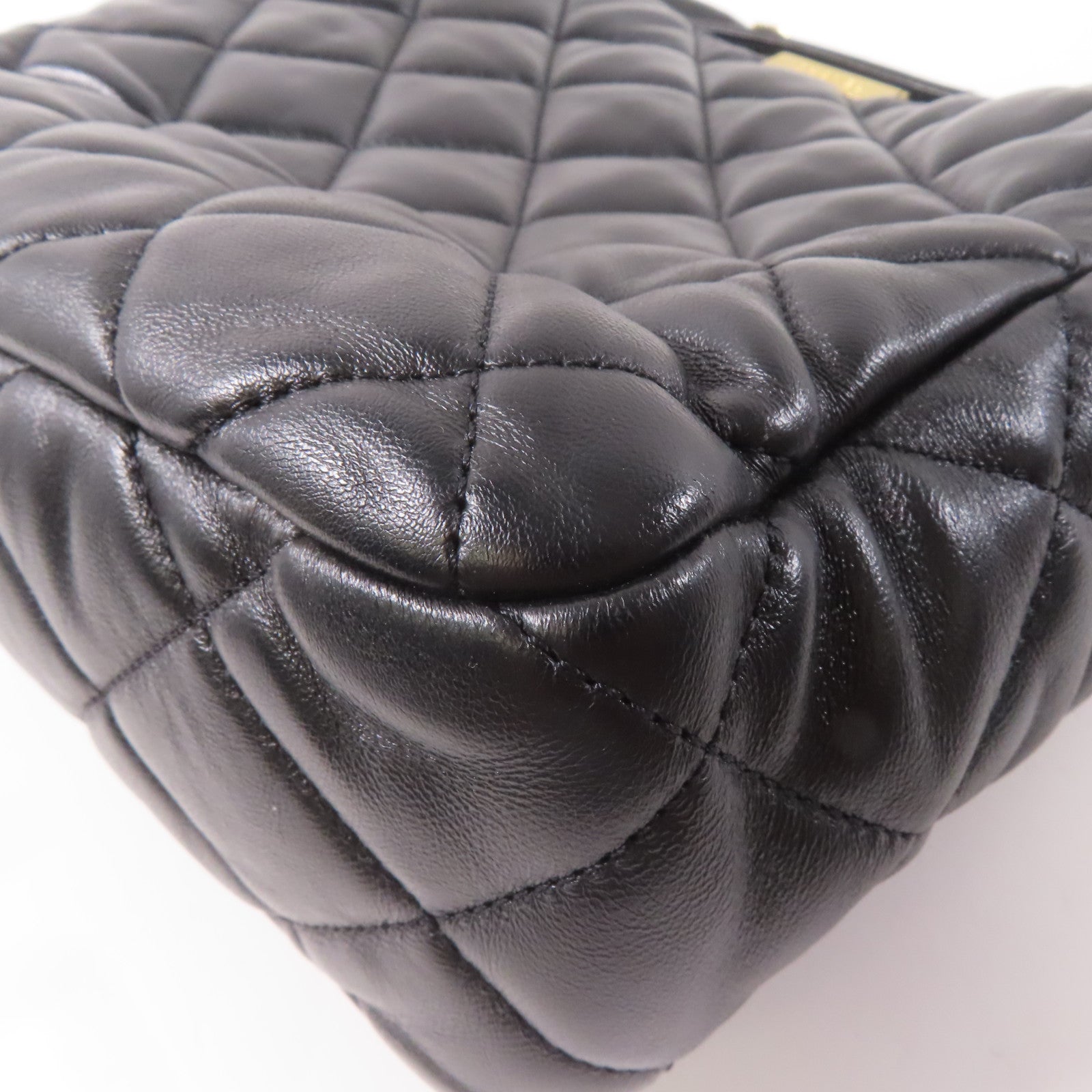CHANEL 菱格羊皮皮革Shoulder Bag金扣鏈帶肩背袋黑色