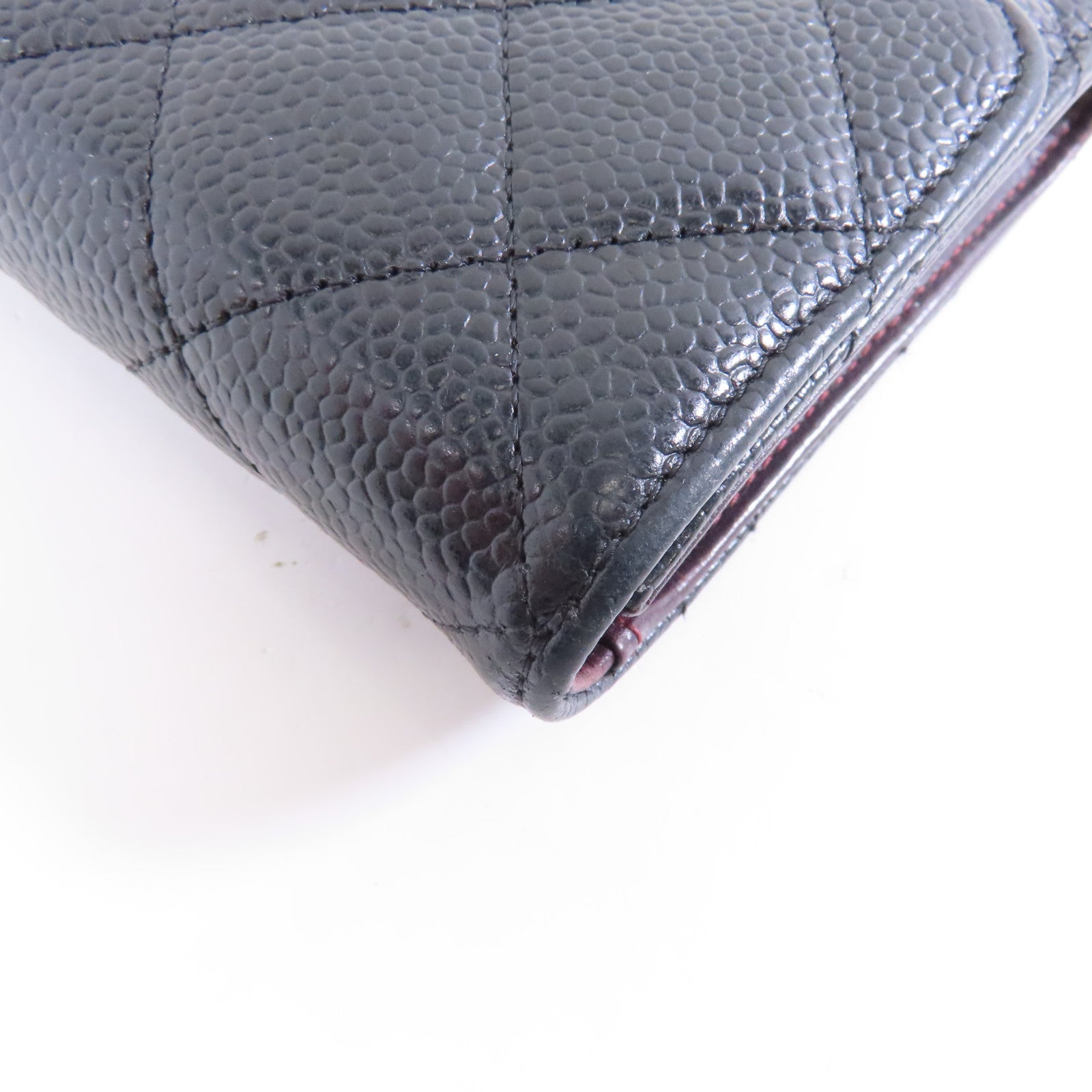 CHANEL 菱格Caviar皮革Long Wallet金扣長錢包黑色