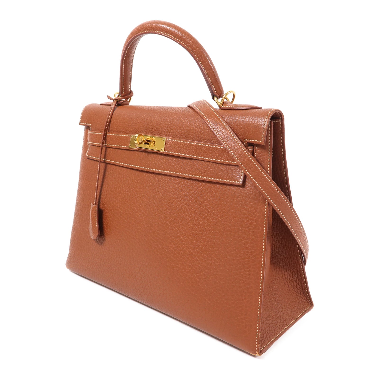 HERMES Fjord皮革Kelly 32金扣手挽肩背兩用袋