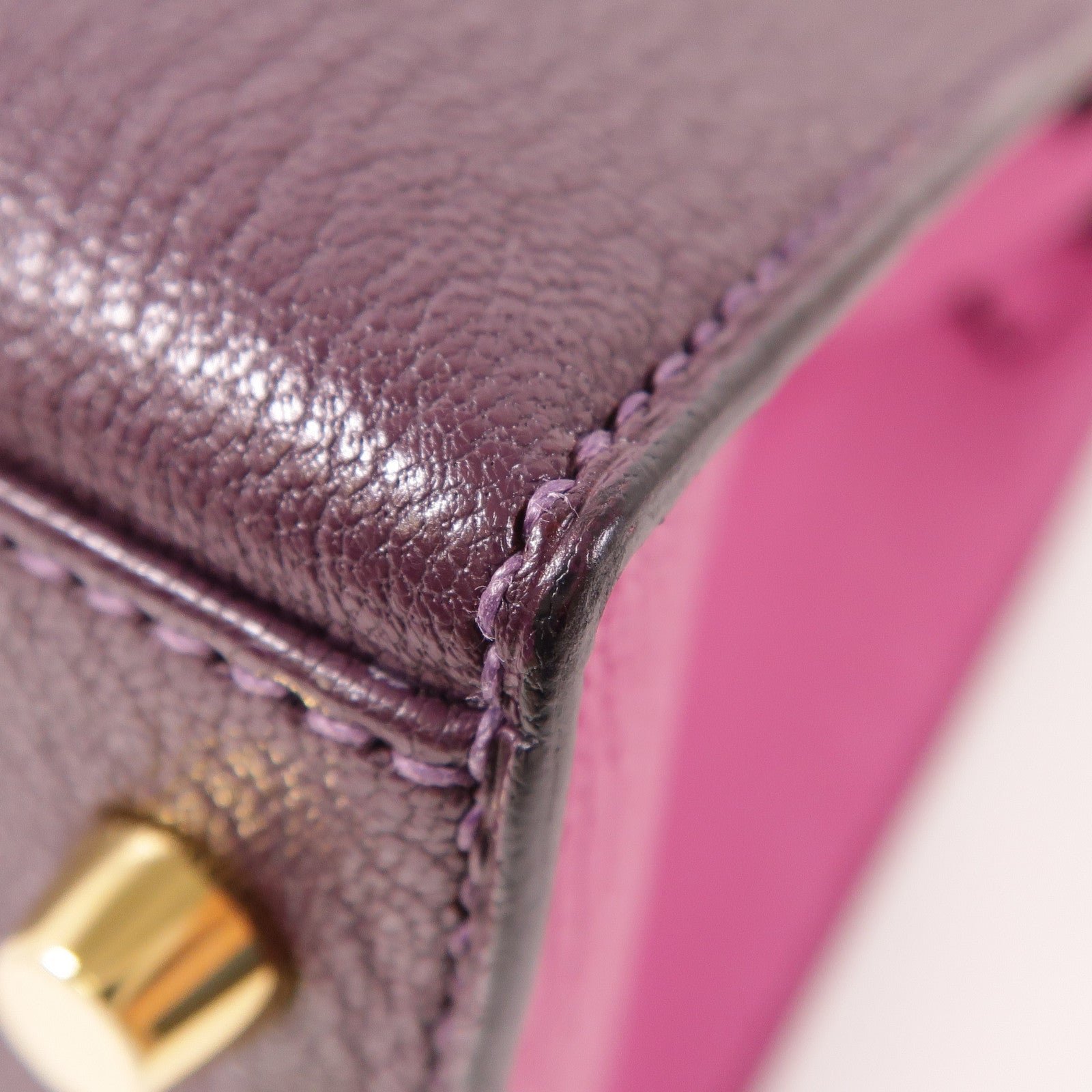 HERMES GHW Kelly 28 SOP 2 Way Bag Chevre Leather Anemone/Rose Pourpre