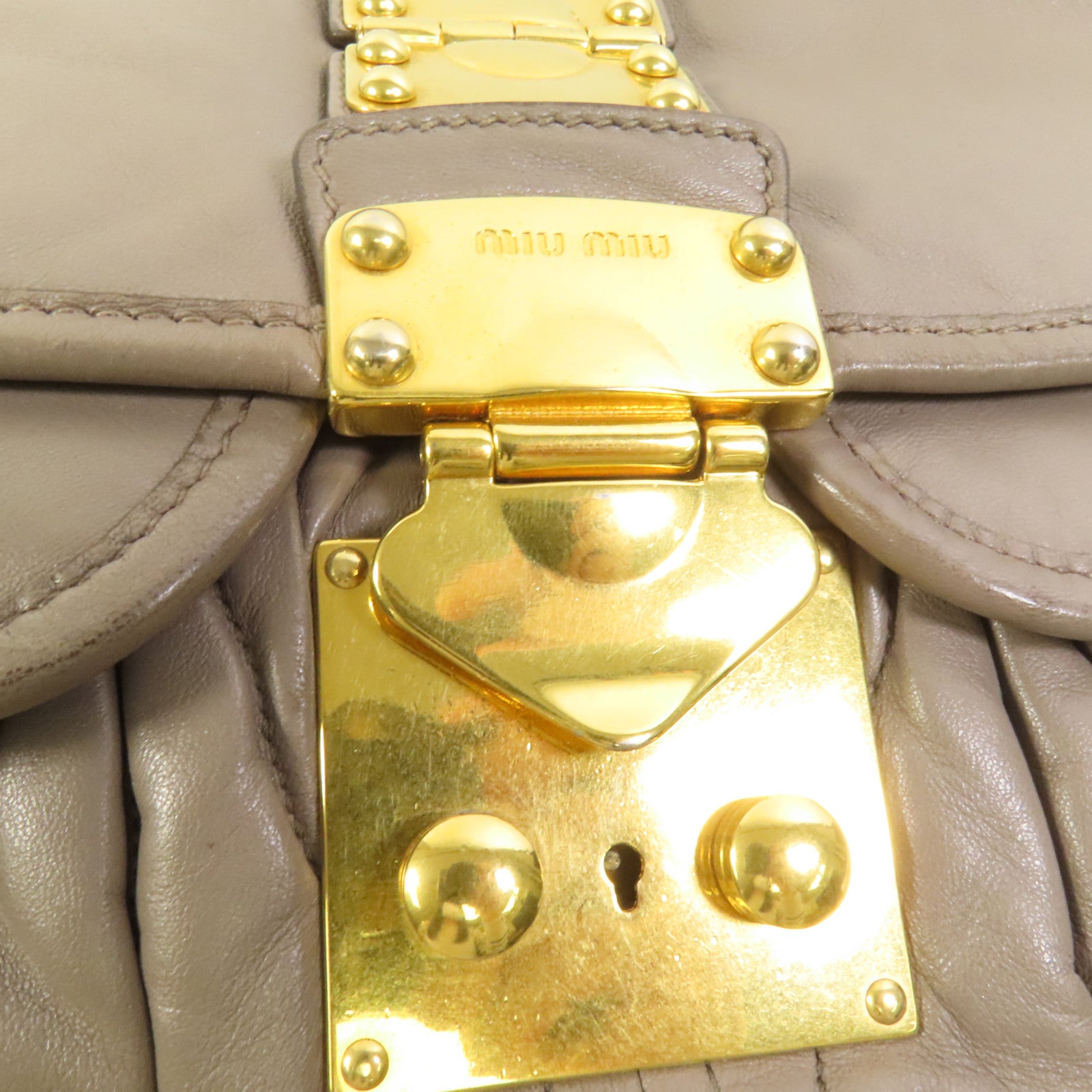 Miu Miu 羊皮皮革Shoulder Bag金扣手挽肩背兩用袋