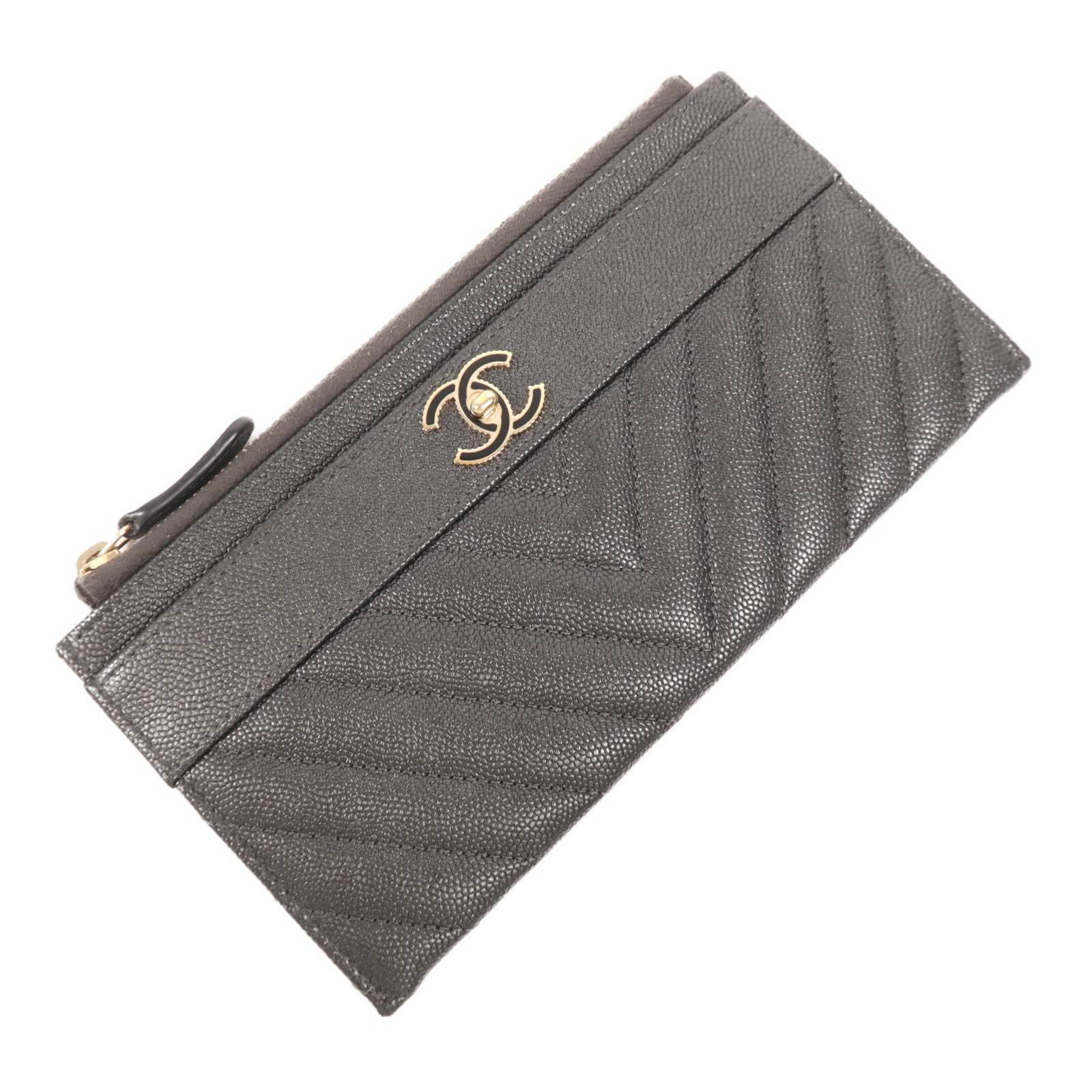 CHANEL 牛皮皮革Wallet金扣長錢包