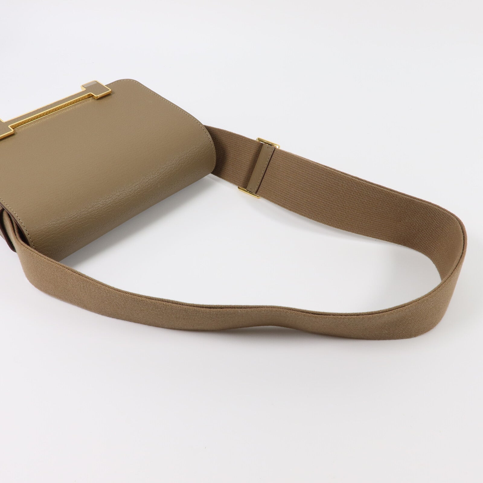 HERMES Chevre皮革Geta肩背袋Etoupe
